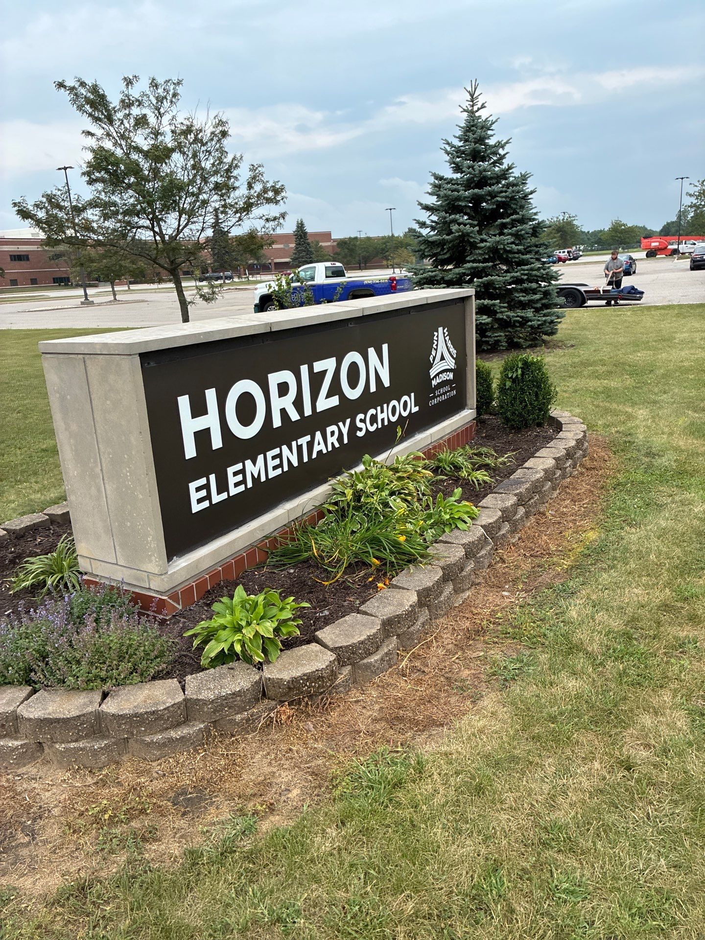 Horizon Elementary School Monument Signage and Retaining Wall Installation by Hayes Design co