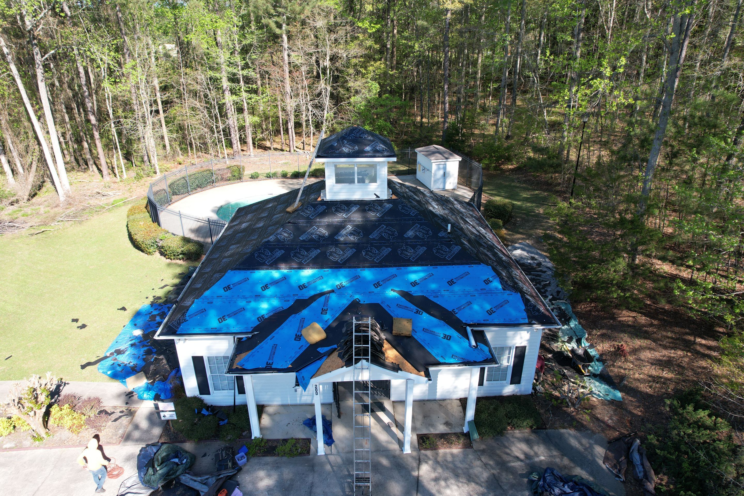 Pool House Roof Replacement using Owens Corning Onyx Black by Inspector Roofing and Restoration