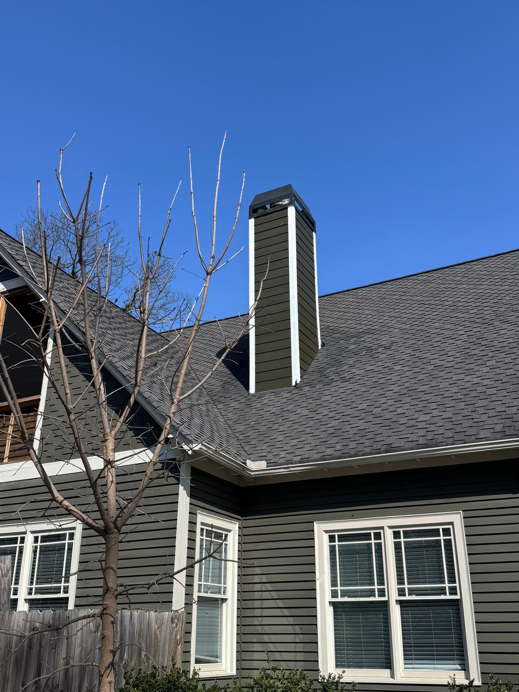 all NEW Siding on Rotted Chimney  by Nailed It Roofing & Remodeling LLC
