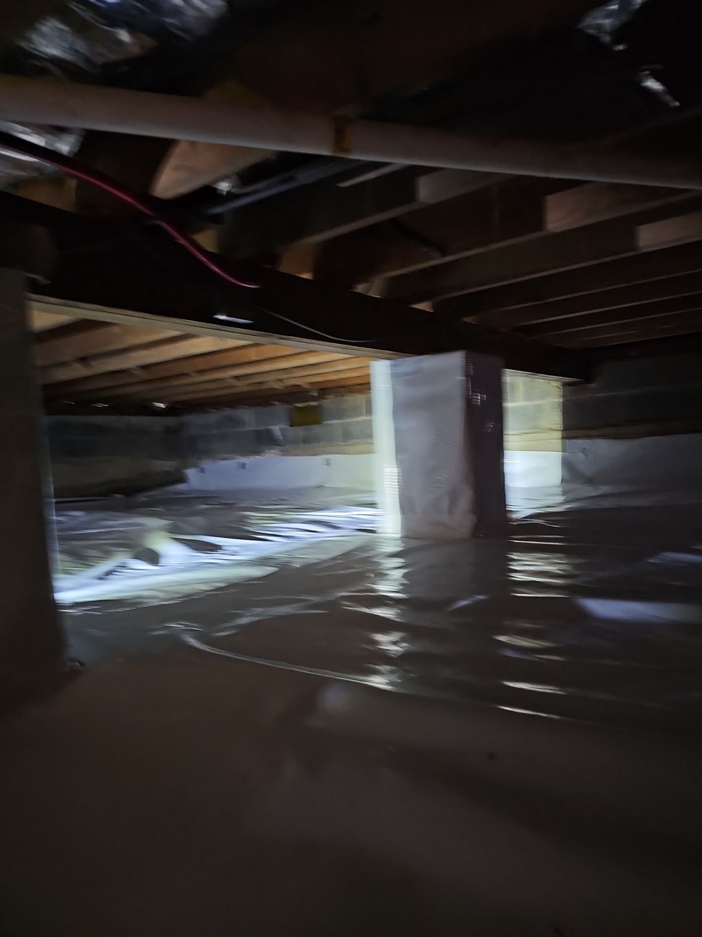 Basement Exterior Walls using Crawl Space Liner by NYS Foam & Energy