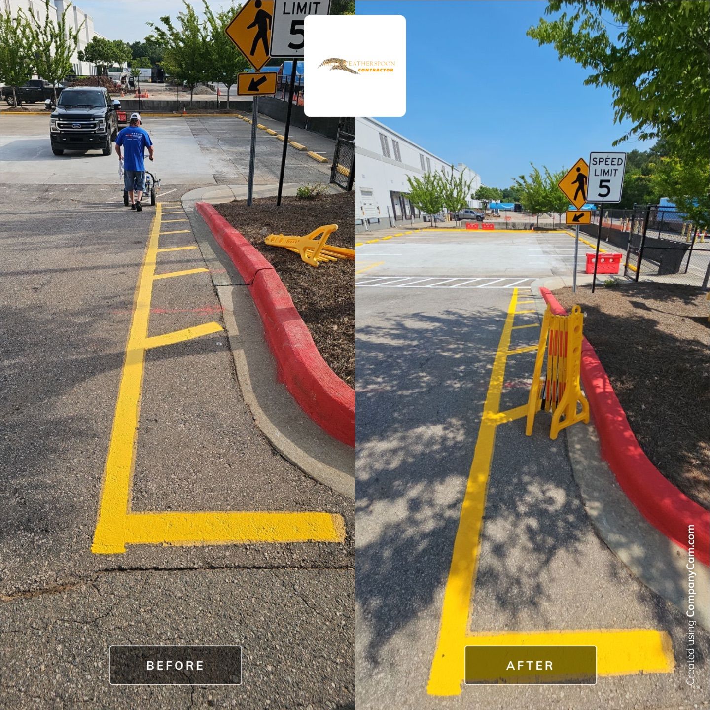 Striping Amazon Parking Lot  by Billy Weatherspoon Contractor