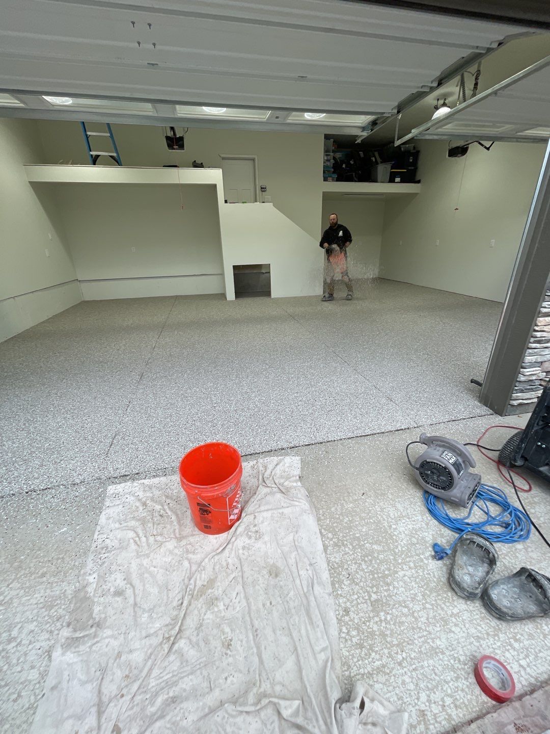 Garage Transformation using Pebble Beach by Croc Coatings, LLC