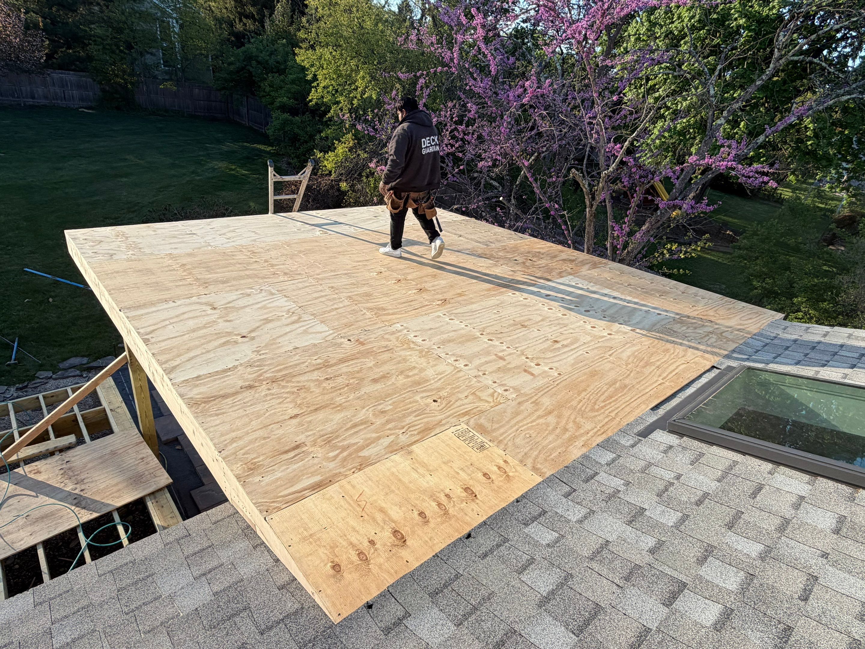 Deck Resurface with an add on roof in Princenton by deck guardian