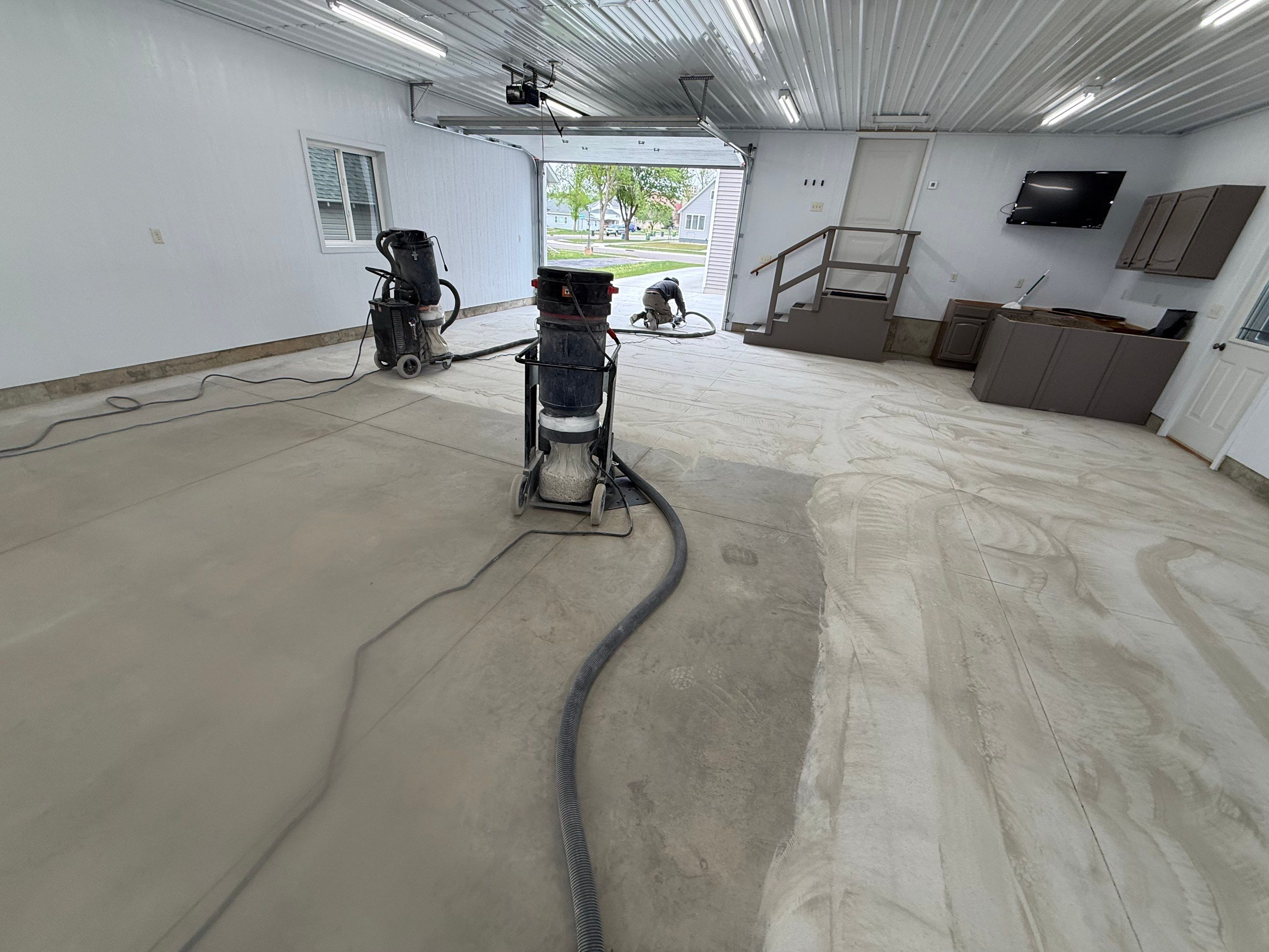 Speckled Epoxy Concrete Coating for Edgerton Garage Floor by Select Painting, Coatings & Garage Cabinets