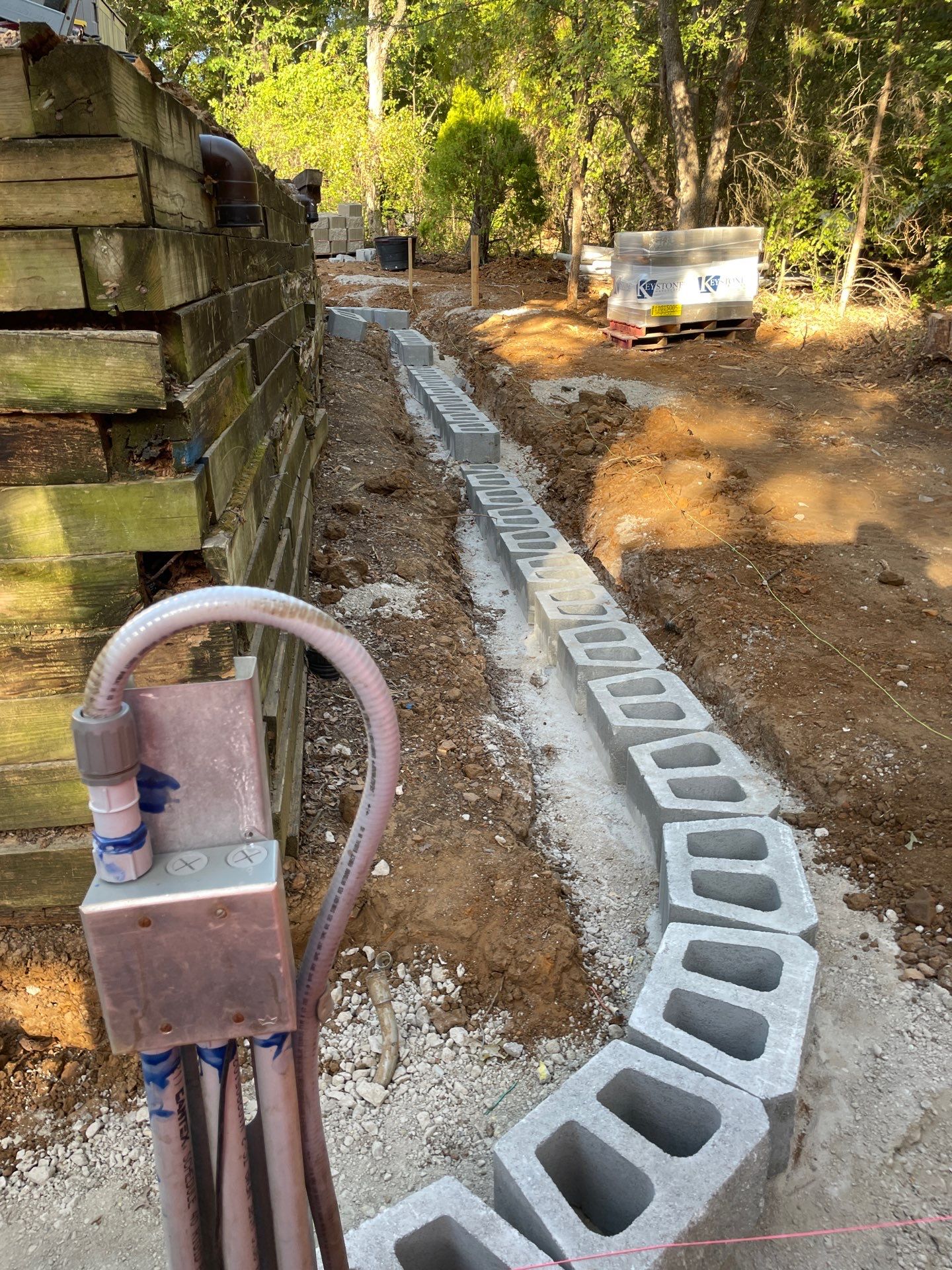In Progress Retaining Wall Project by Peterson’s