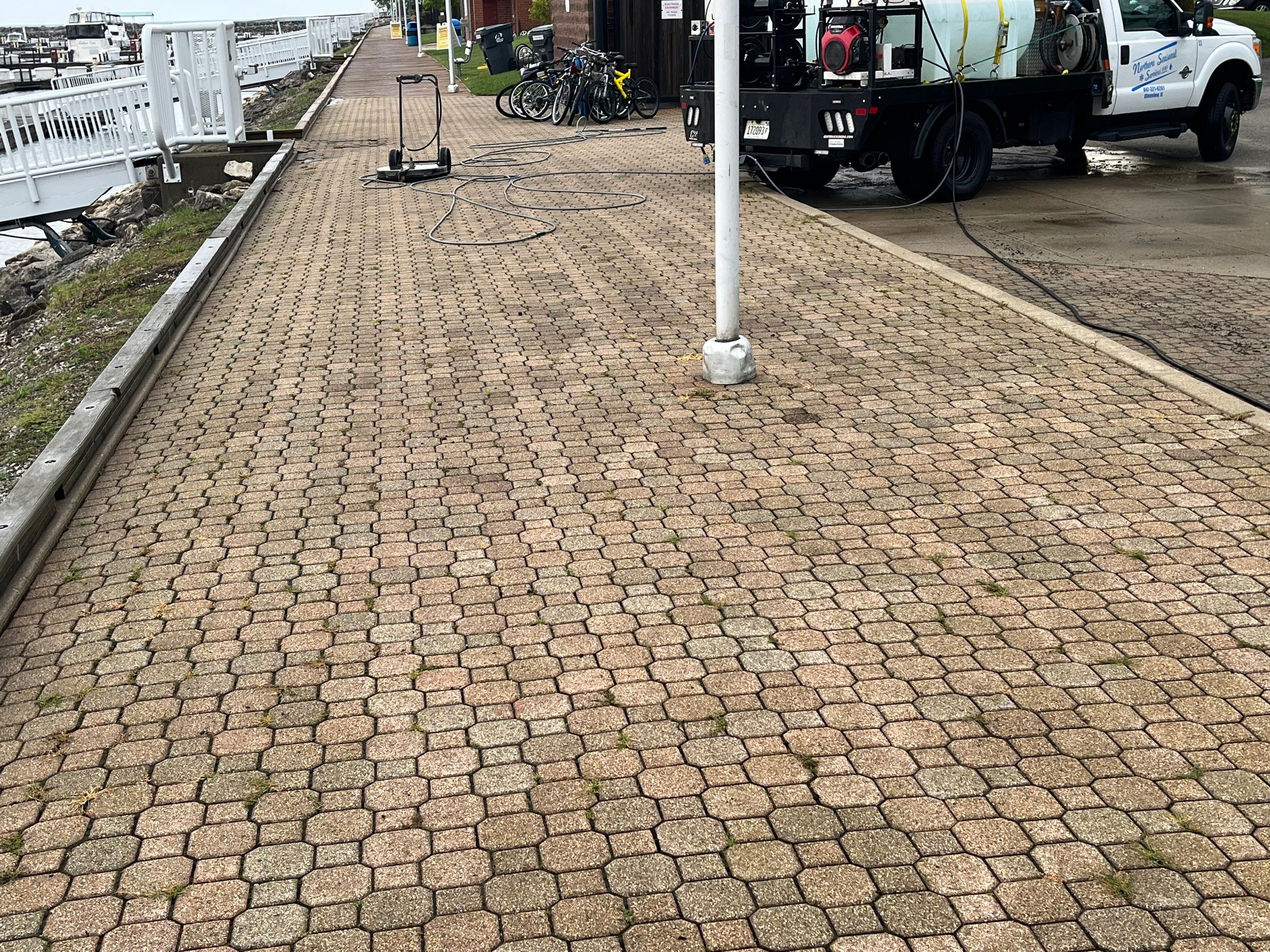wood promenade cleaning by Northern Power Washing LLC.