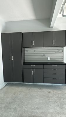 Ladd M. went with pewter powder on his garage cabinets