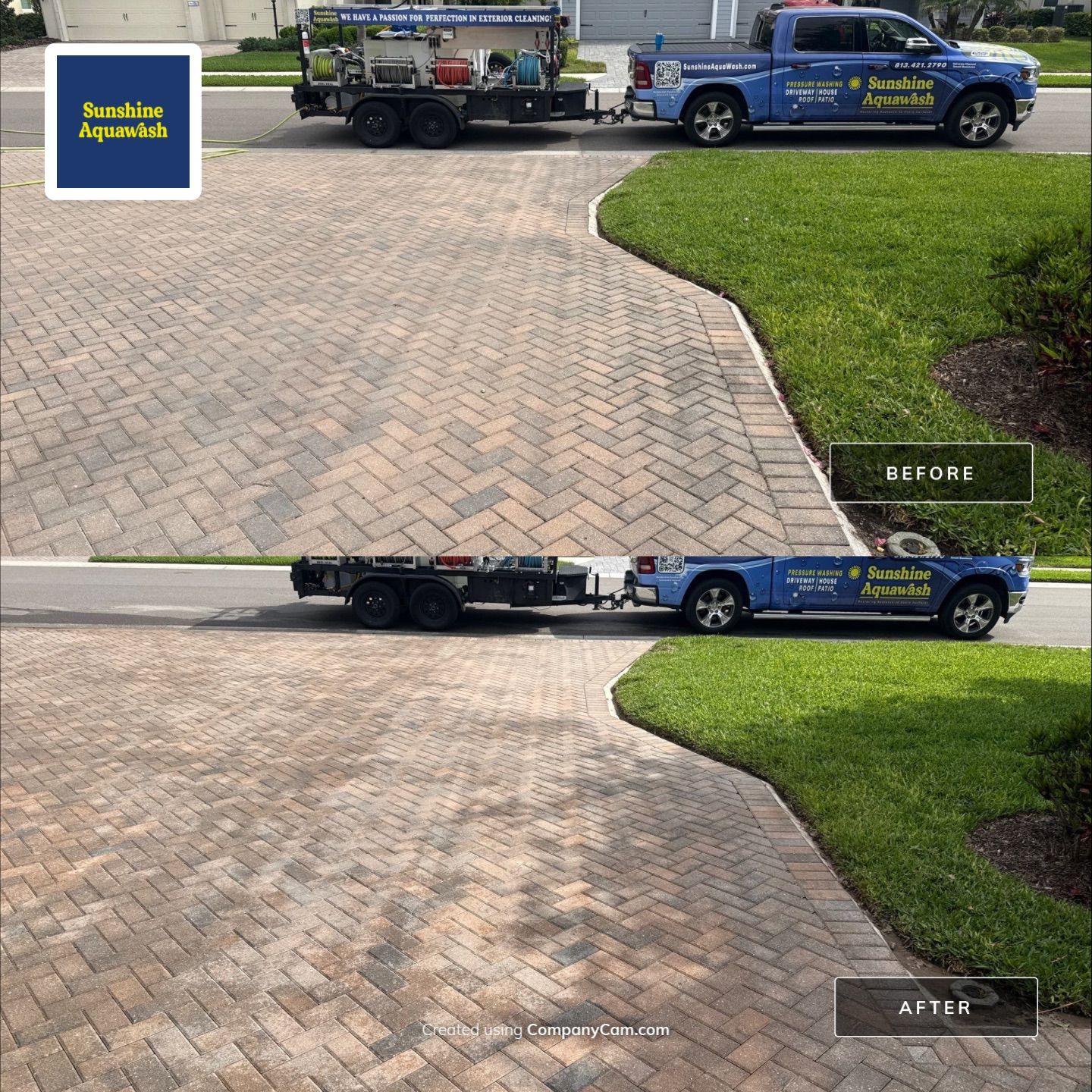Paver Driveway & Entryway Cleaning in River Wind – Bradenton, FL by Sunshine AquaWash