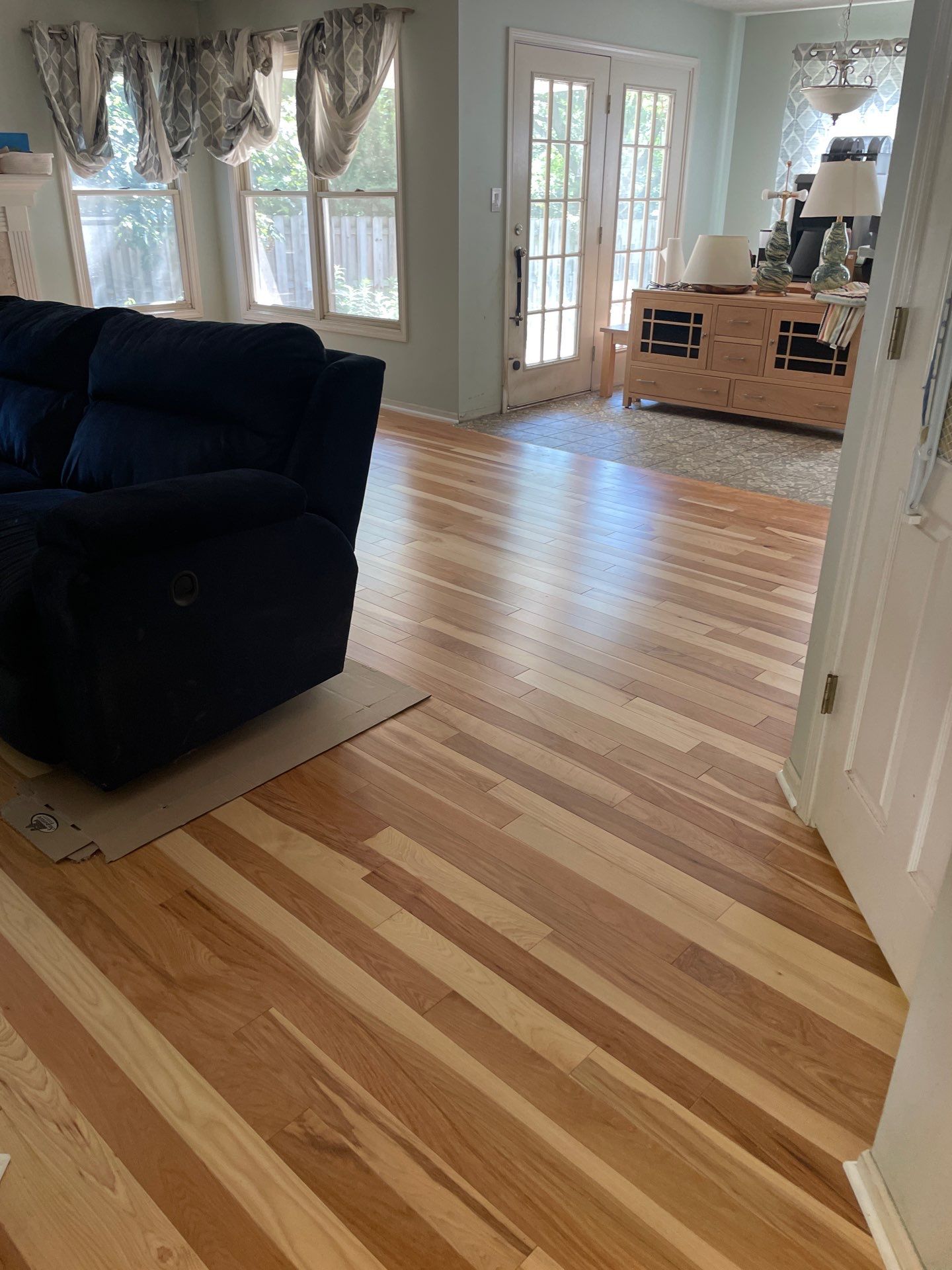 Natural Finish Solid Hickory Flooring Installation in Indianapolis by Brothers Floor Covering INC.