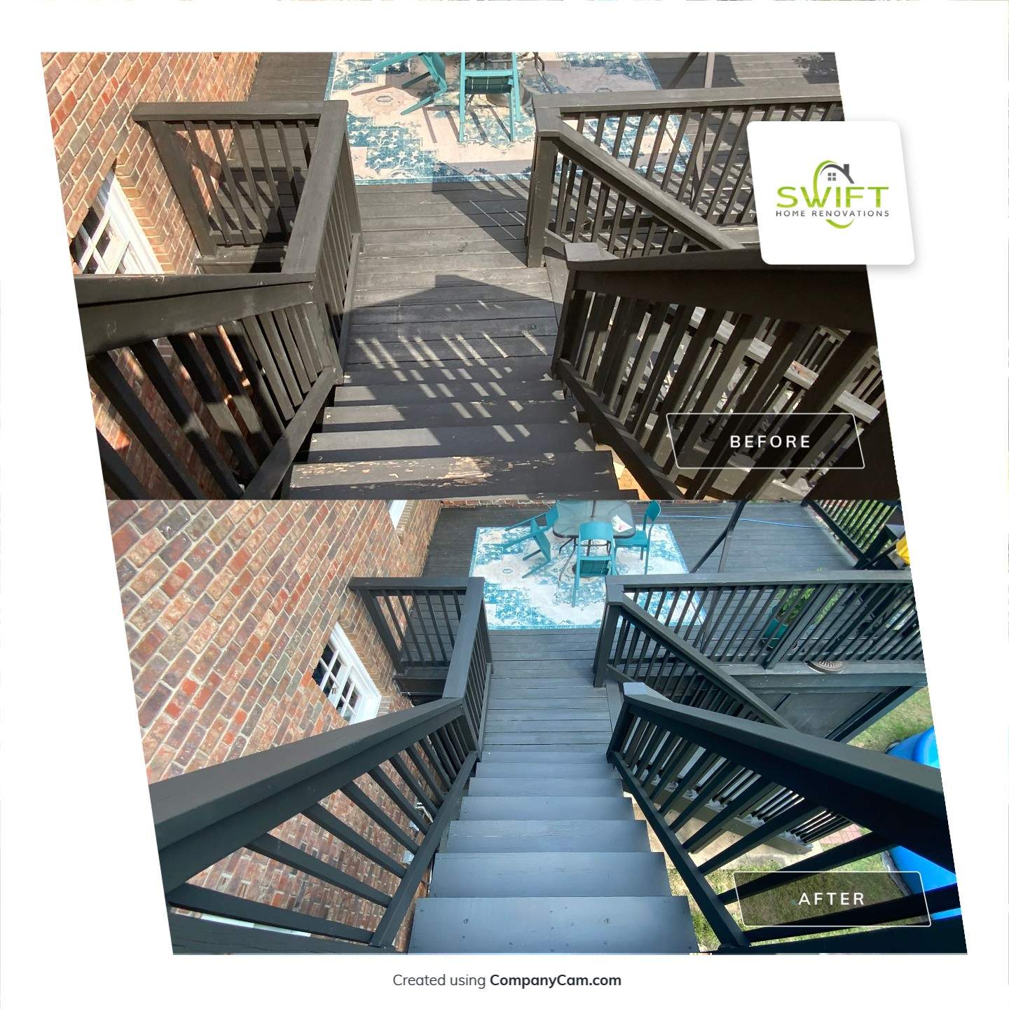 Full Exterior Trim Painting and Multi-Level Deck Staining by Swift Home Renovations