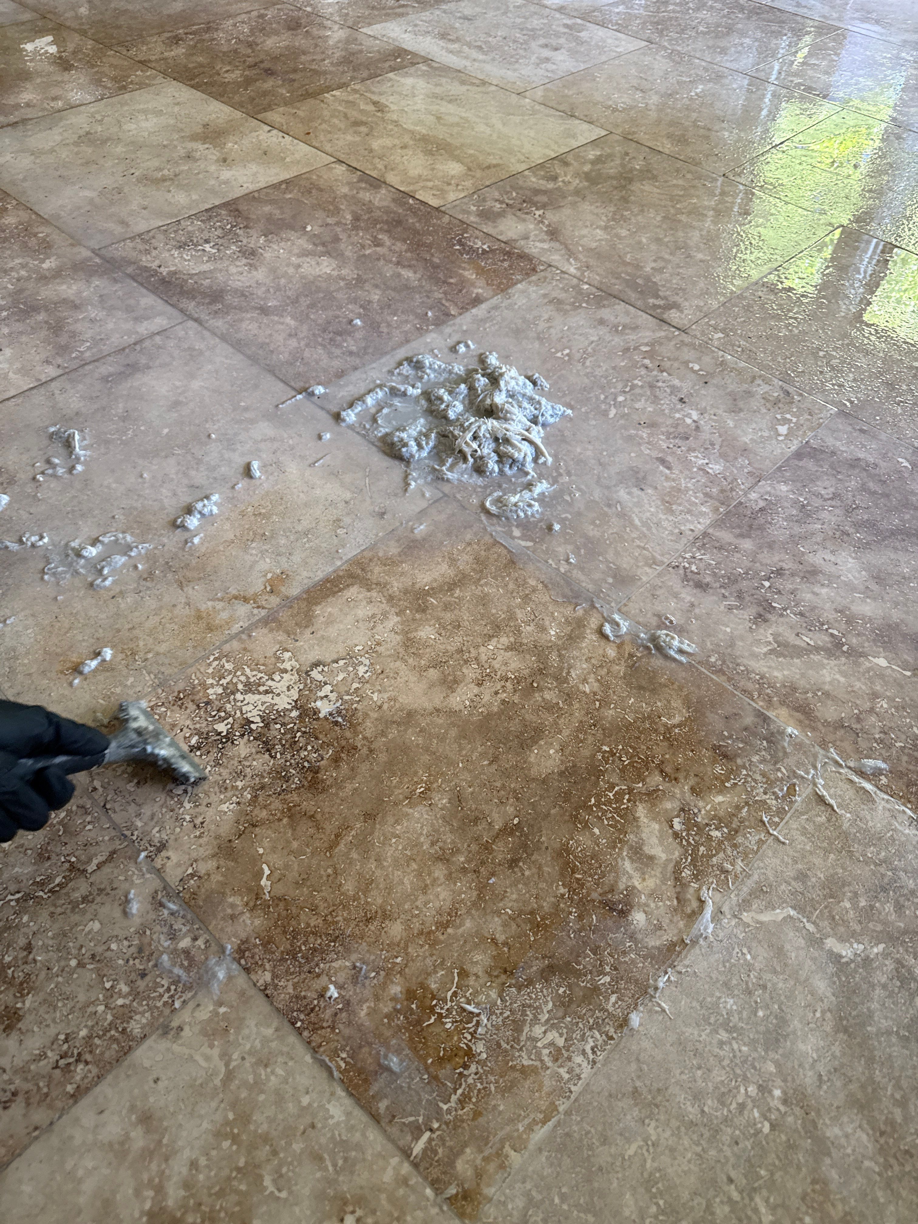 Travertine Floor Restoration in Gautier, Mississippi by Cornerstone Hard Surface Restoration