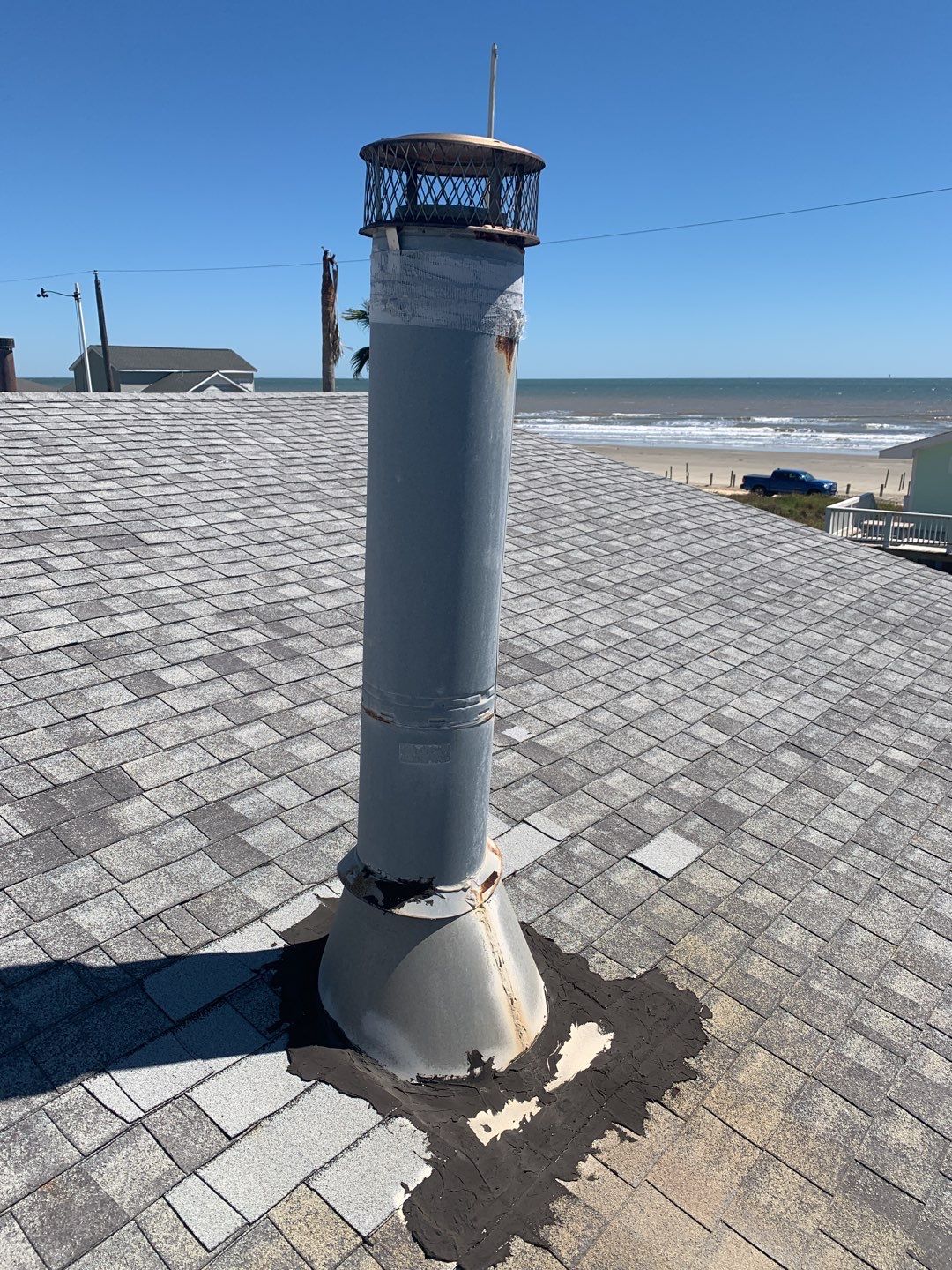Galveston Waterfront Roof Installation In Progress by Elite Roofing LLC