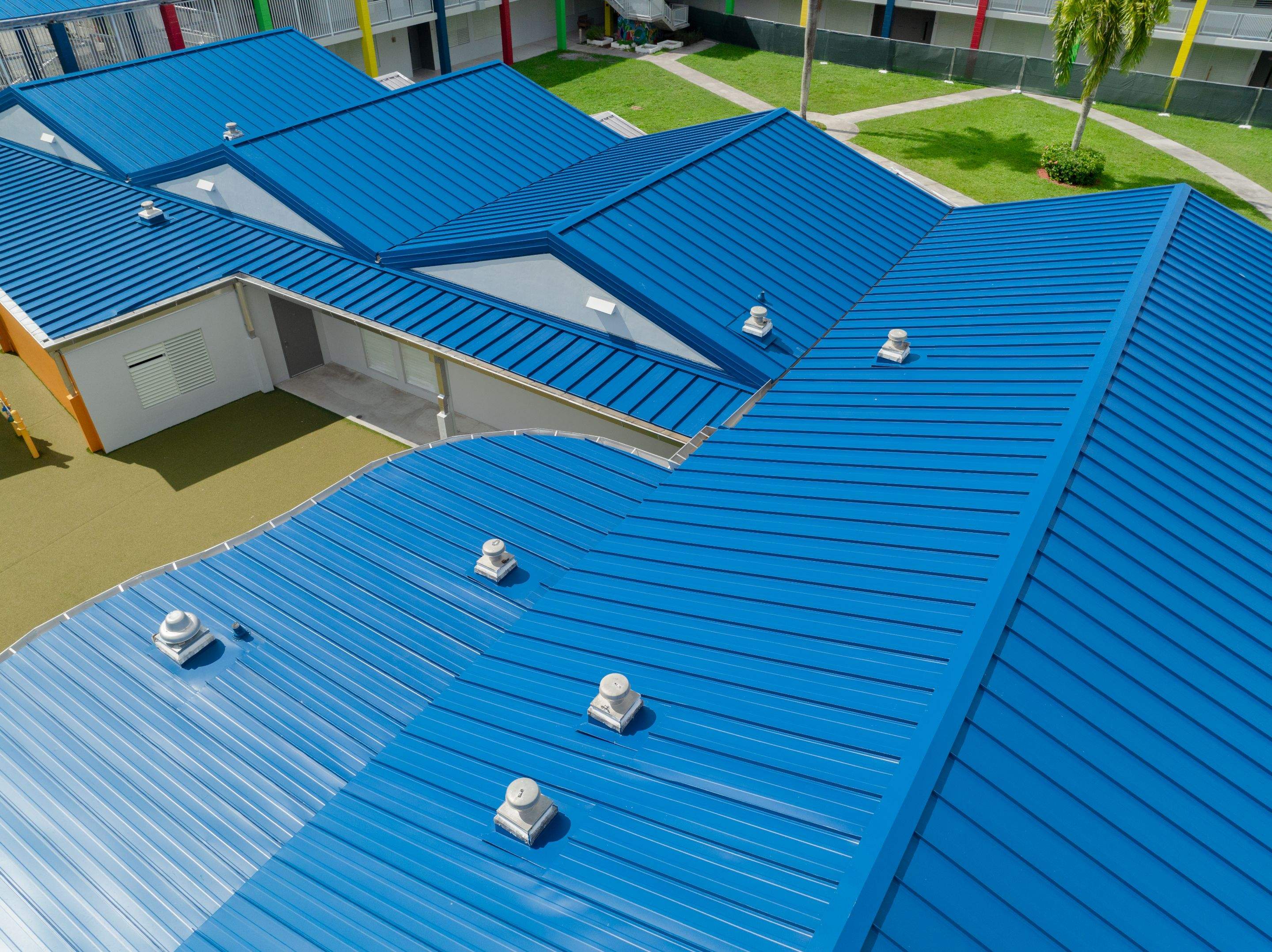 24ga 1.5" Mechanical Seam Slate Blue by Total Roofing System The Metal Roof Experts