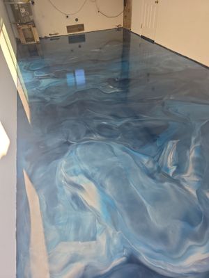 Custom Blue Metallic Epoxy Floor Coating for Atascadero Garage