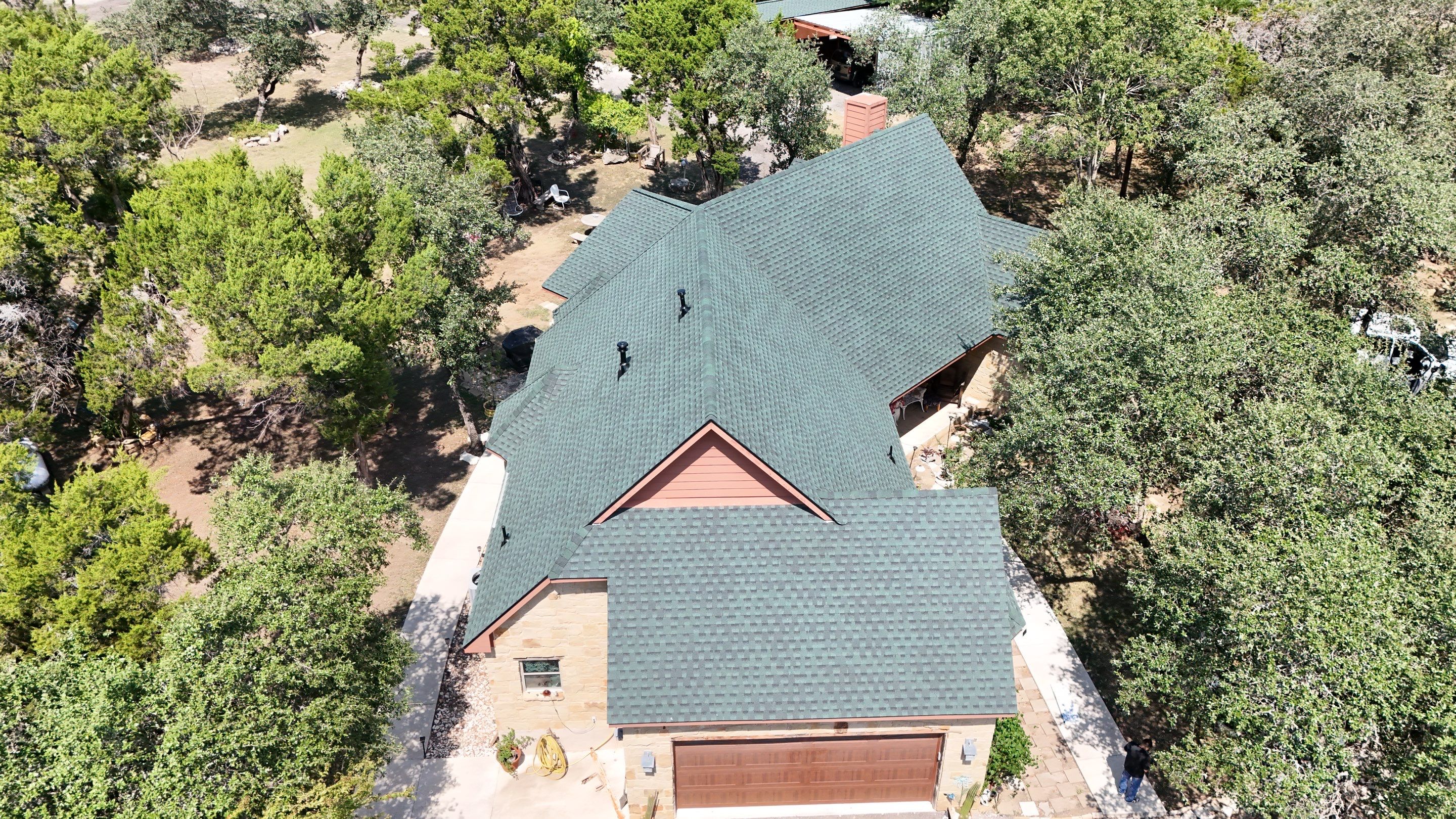 Residential Roof Replacement using GAF - HDZ - Hunter Green by Action Exteriors Austin