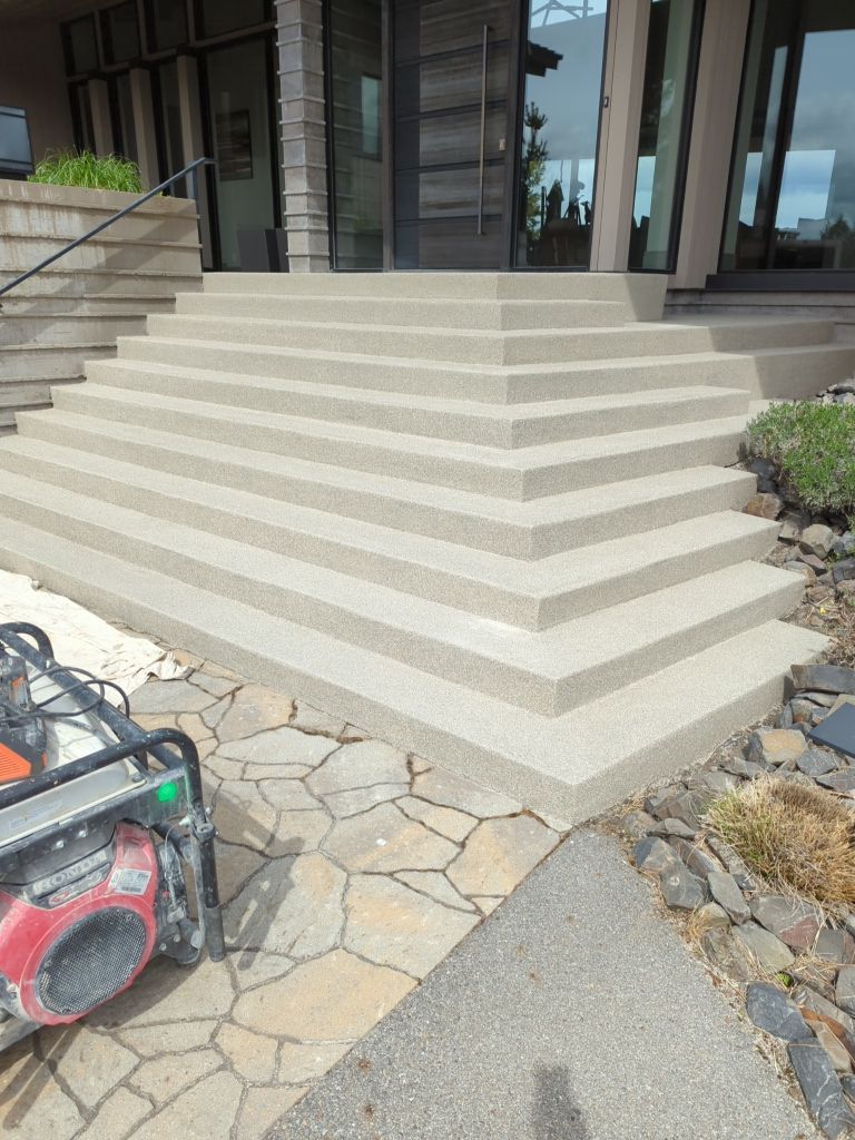 Entryway Transformation using Trail Mix 1/8" Chip by Croc Coatings, LLC