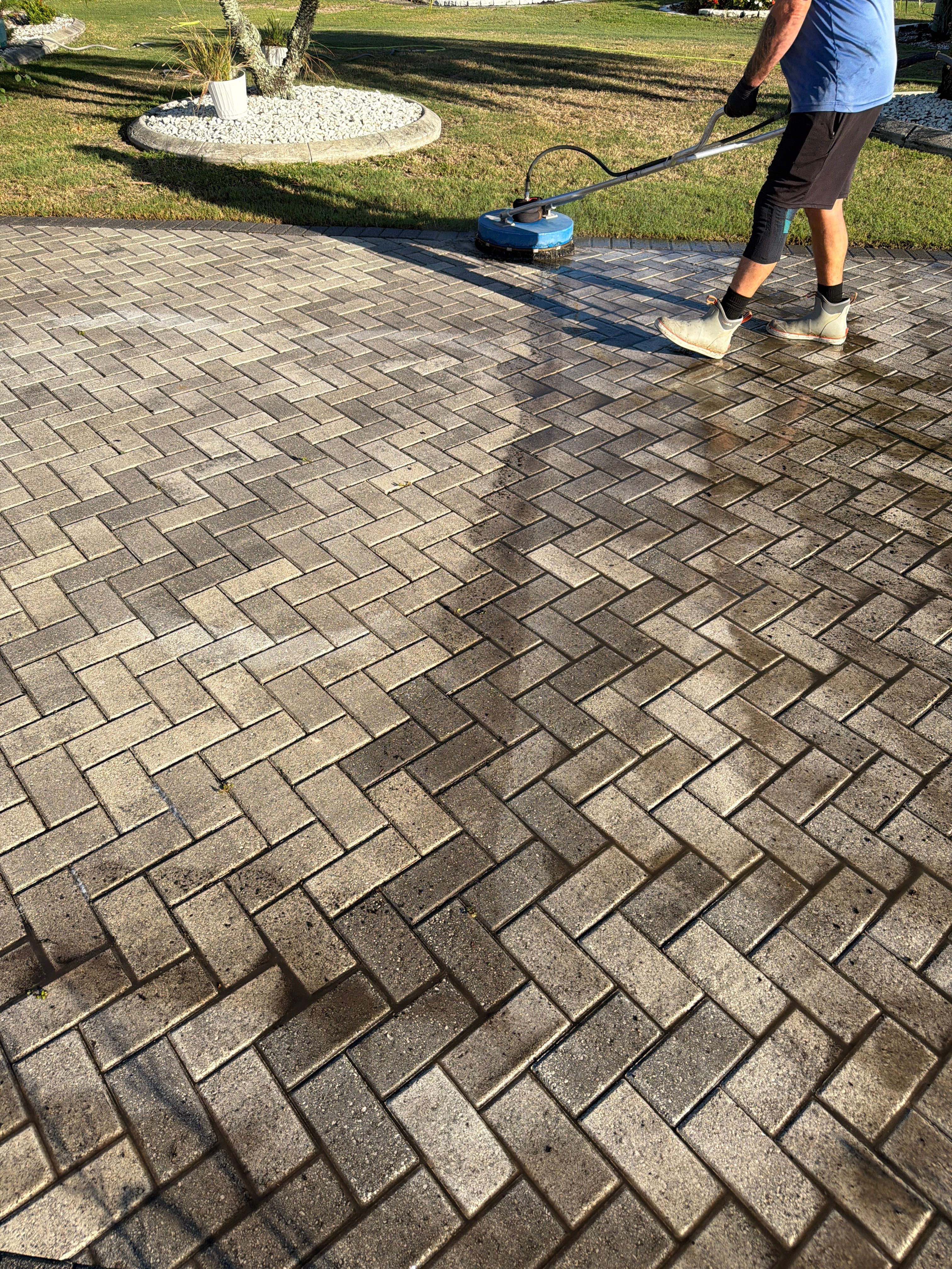 Paver Sealing and Cleaning for Herringbone Driveway in Sun City Center by Supreme Paver Experts
