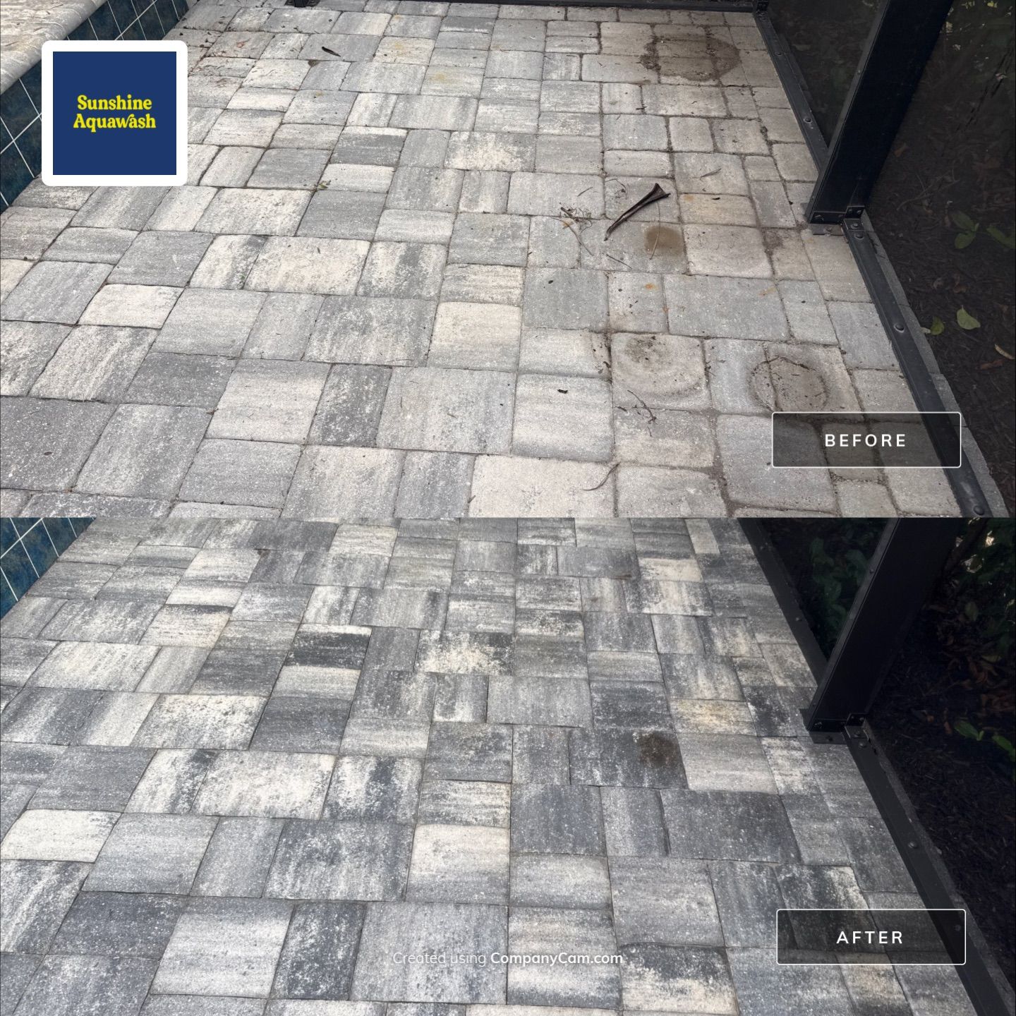Paver Pool Deck Cleaning, Screen Enclosure & Front Entrance Cleaning – Cresswind at Lakewood Ranch, FL 34211 by Sunshine AquaWash