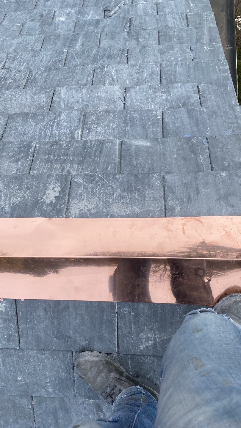 Residential Roofing Installation using Vermont Slate by A Plus Exterior