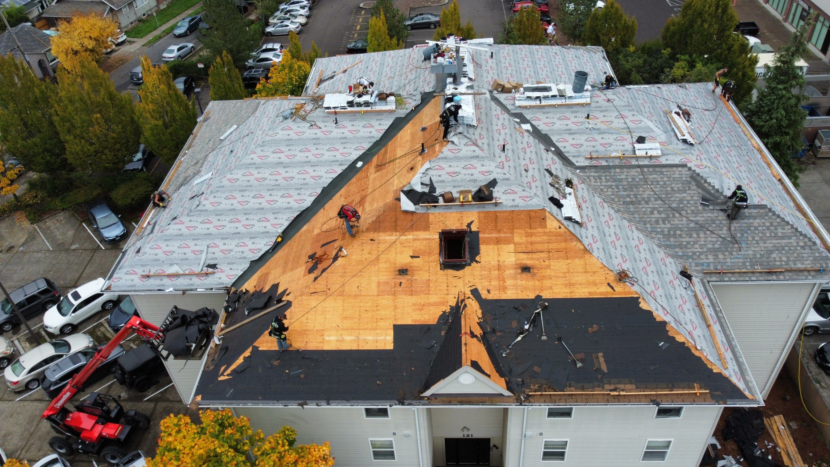 Commercial Roofing Installation using IKO Dynasty (Color: Biscayne) by Orezona Building & Roofing Company, Inc.