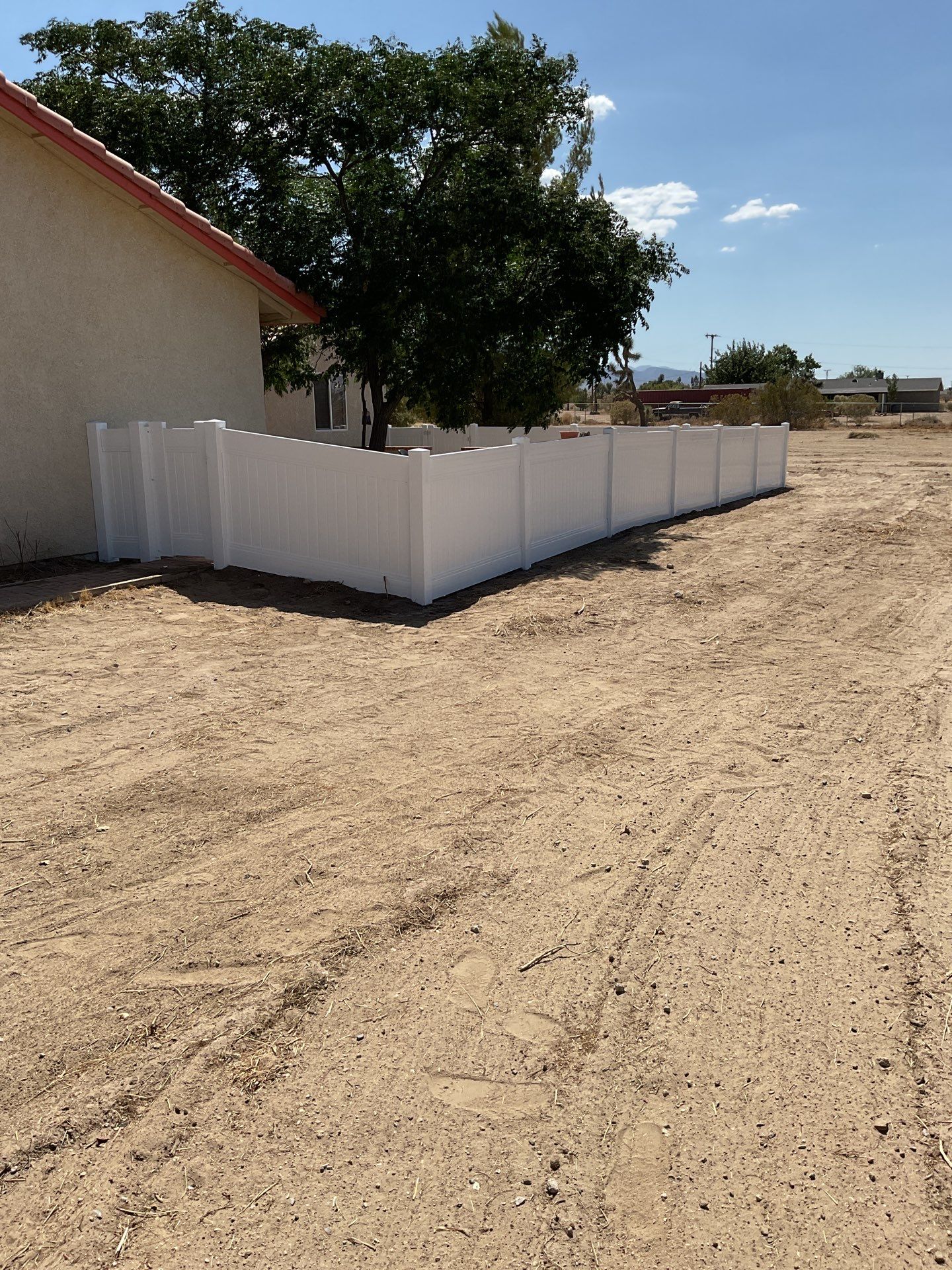 4ft White Vinyl & Chain link Slider Gate with Solar Motor by Fence Guys Inc.