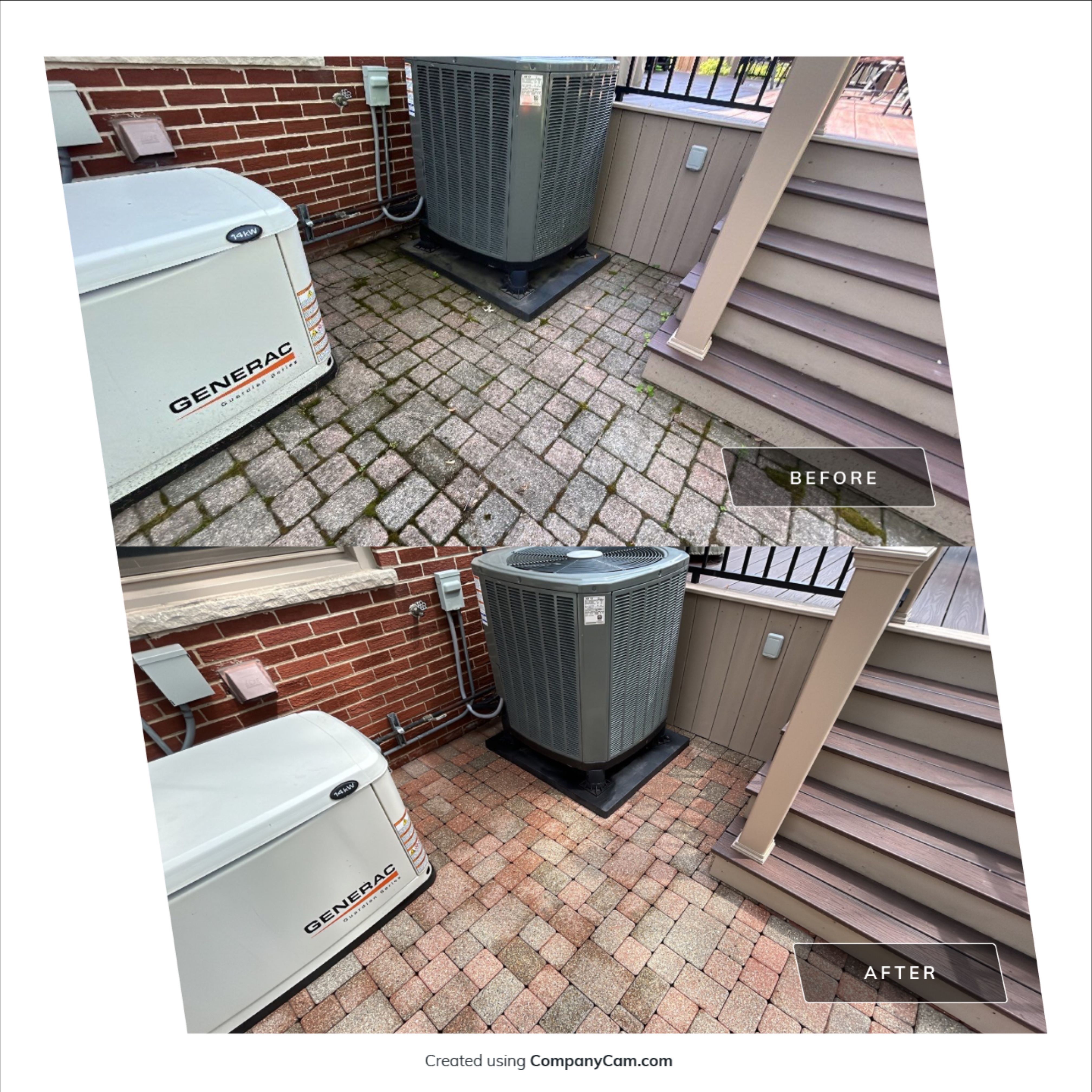 Brick paver clean, sand and seal. using Algaecide, soft wash soap by Northern Power Washing LLC.