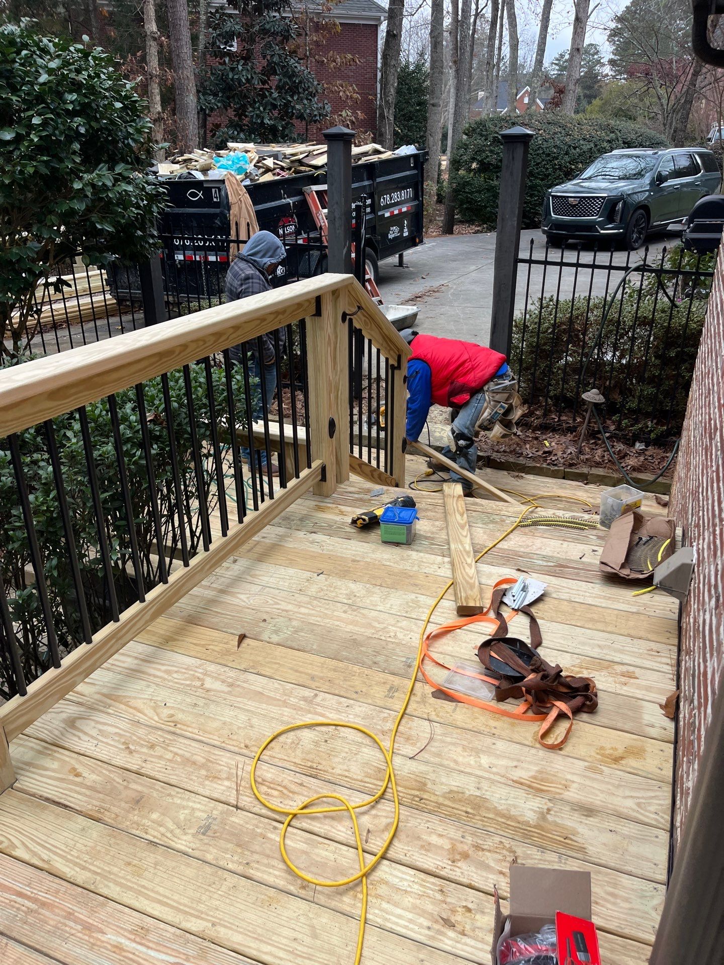 Deck Build using Pressure Treated Pine with Timbertech Deck Lighting by Nelson Exteriors 