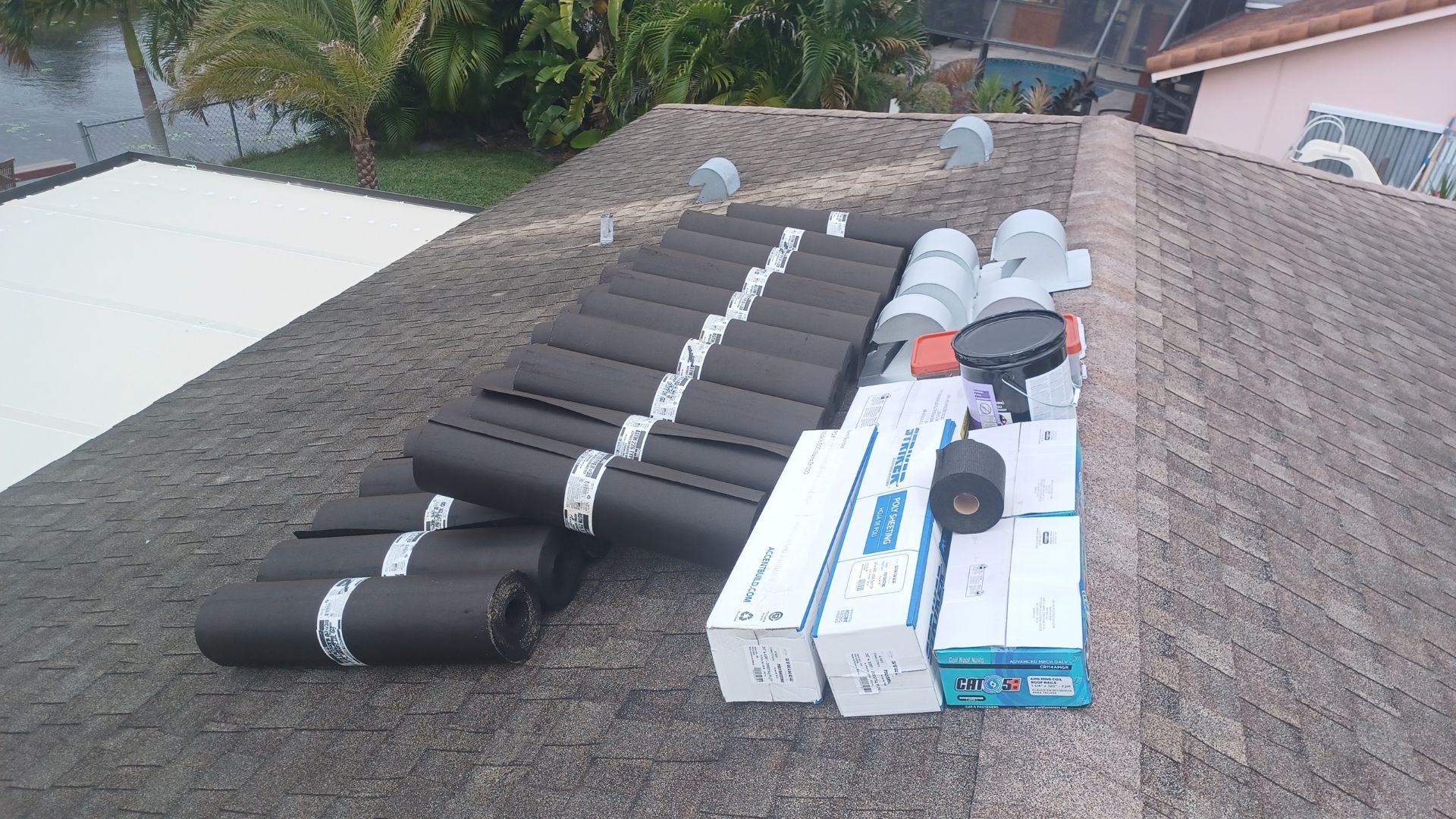Residential Roofing Installation using 1" Nail strip metal roof by BLUES BROTHERS ROOFING