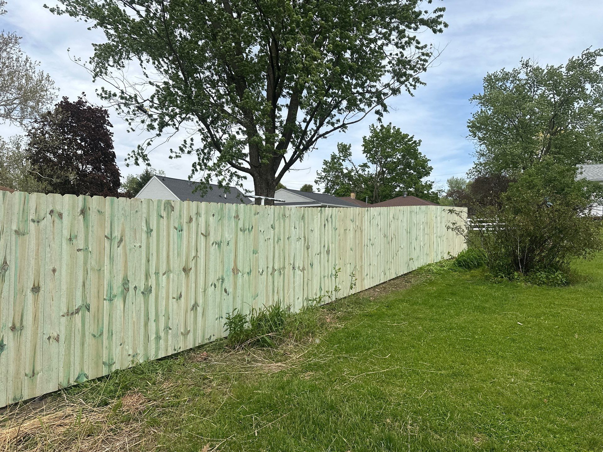 Pressure-Treated Wood Privacy Fence Installation in Waterloo by Perfect Picket Fence and Stain