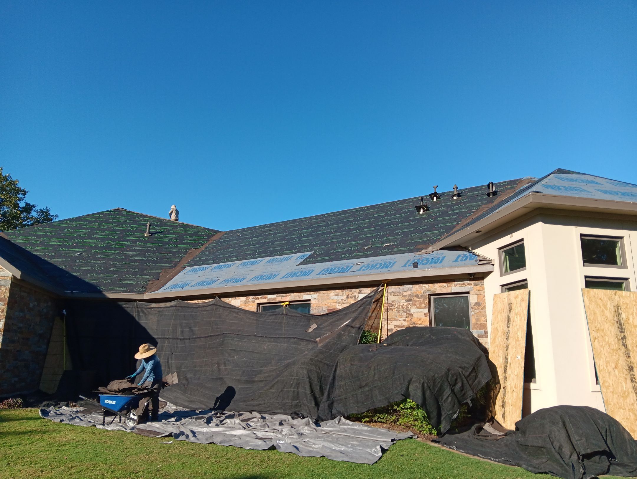 Insurance Claim Roof and Gutters using Certainteed Landmark Weathered Wood by Tex-Line Roofing