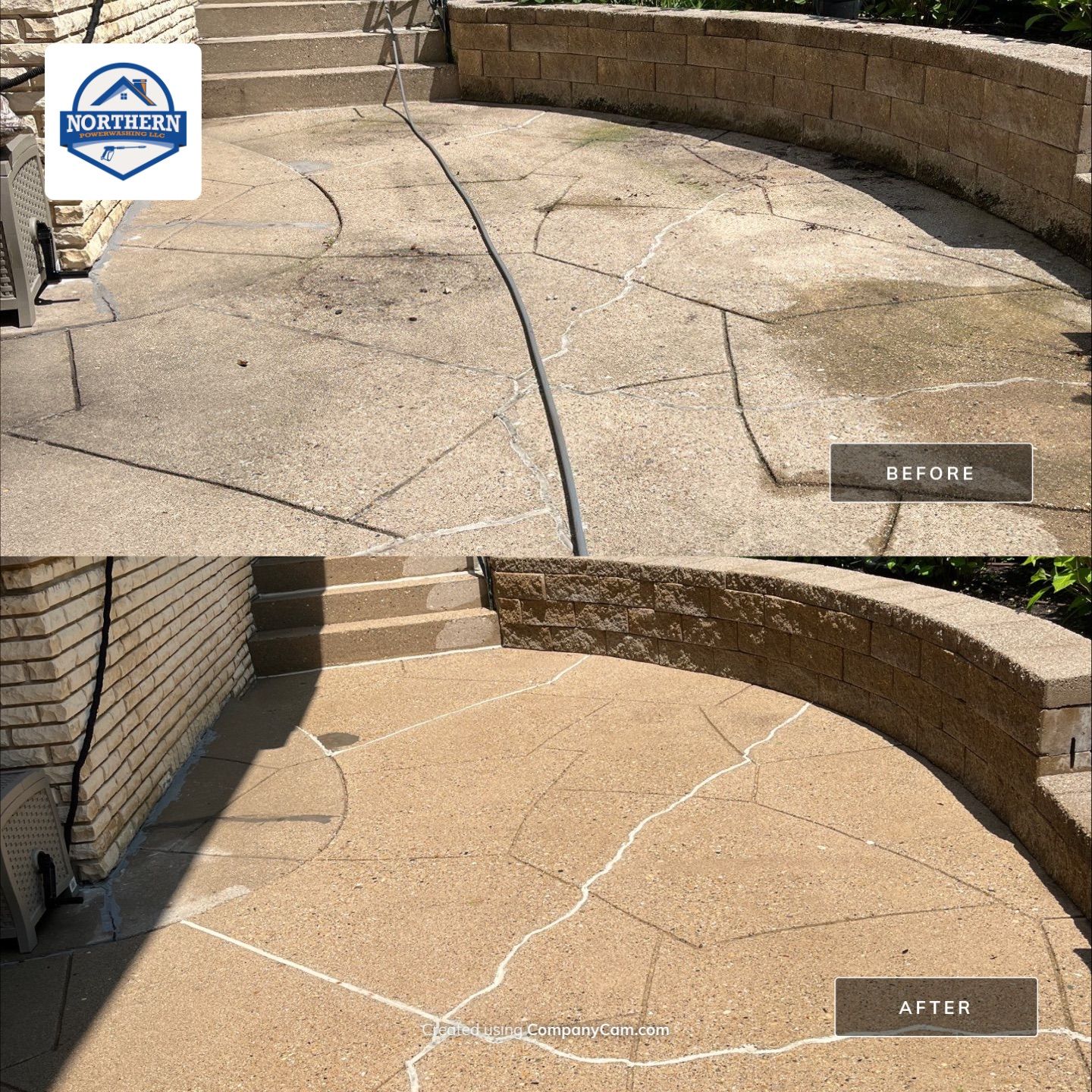 concrete power washing using Algaecide, soft wash soap by Northern Power Washing LLC.
