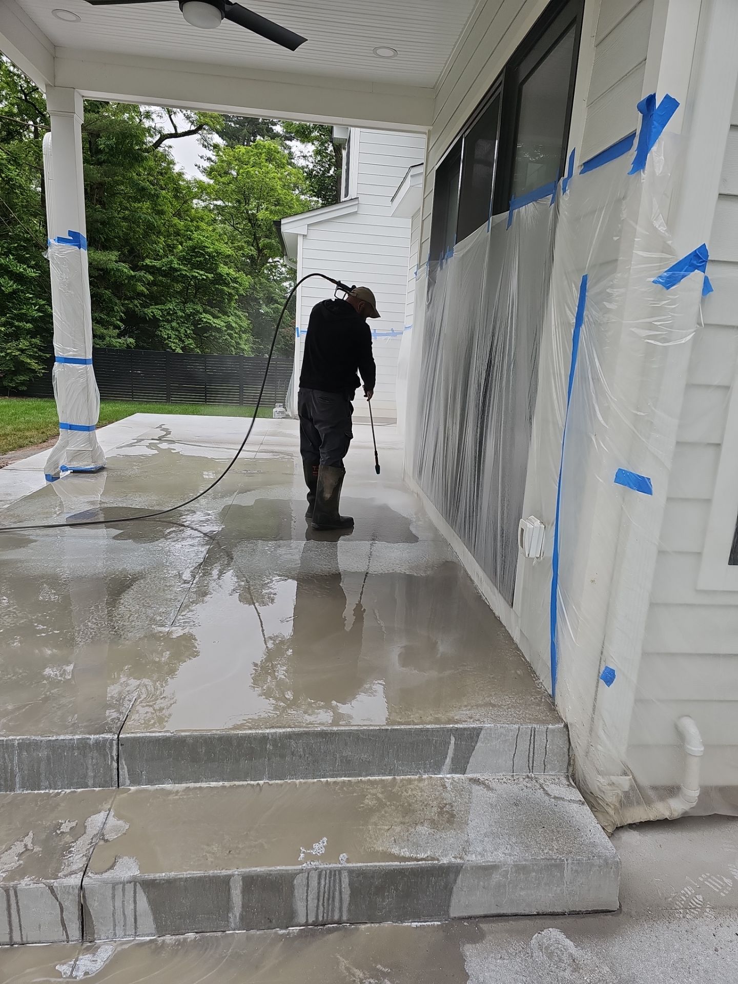 Modern Etched Concrete Back Patio in Princeton NJ by Architectural Concrete Design