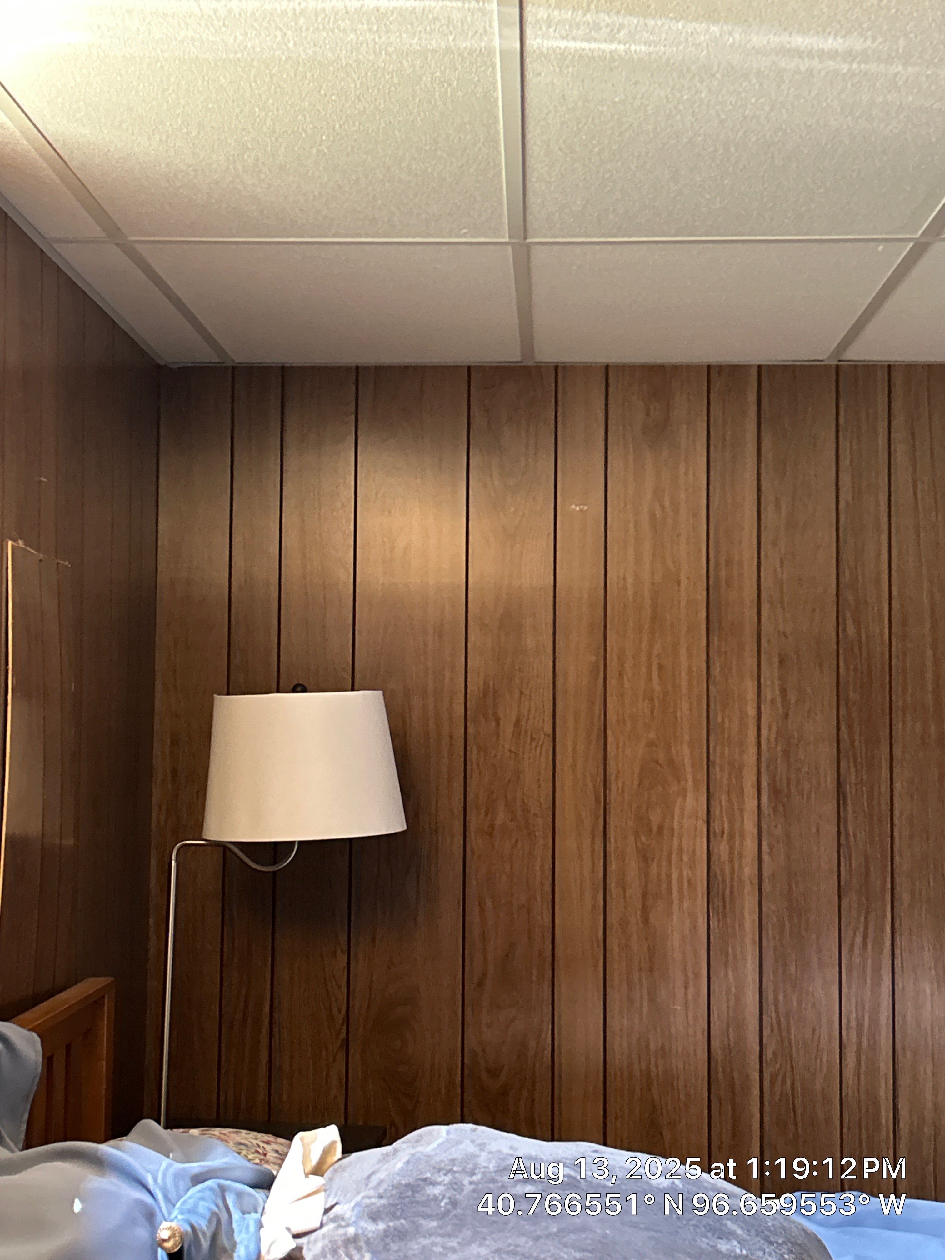 Basement Bedroom Interior Assessment and Ceiling Repair in Lincoln by CompanyCam Sales Demo