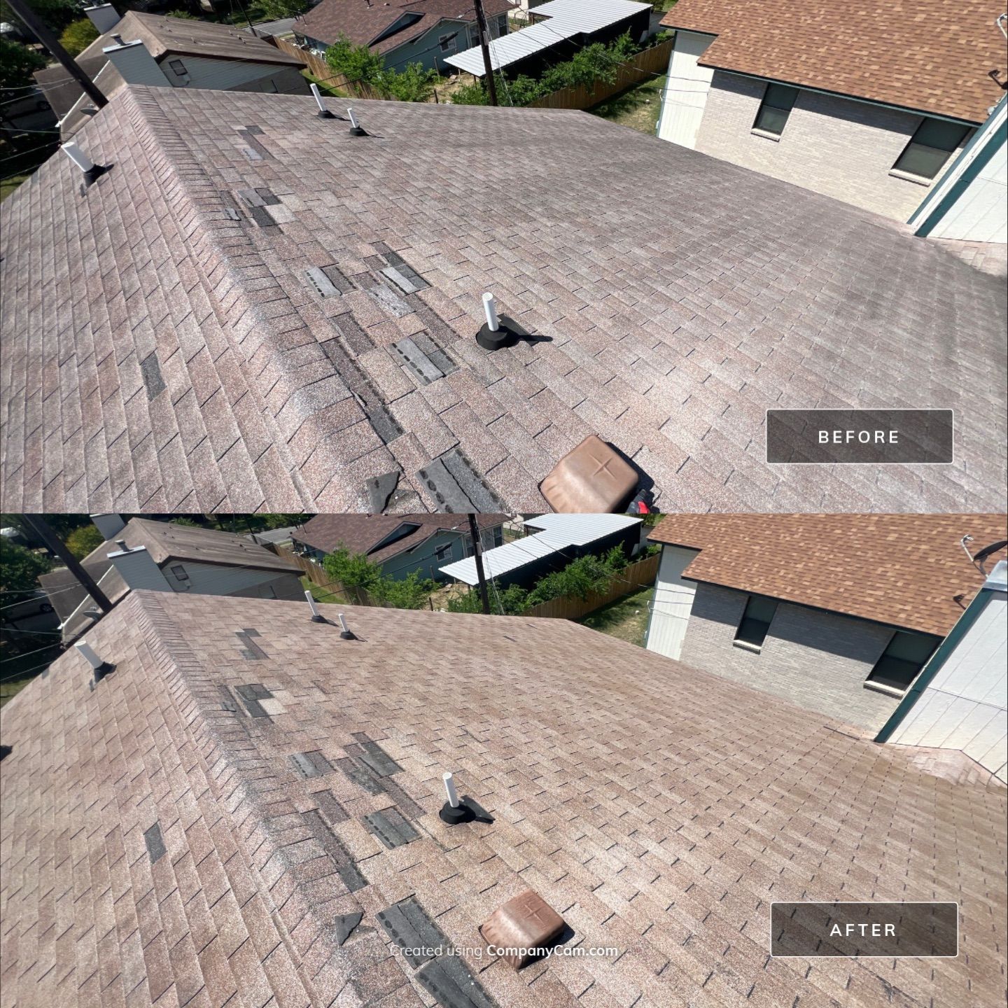 Shingle Roof Washing Project in San Antonio by Bright Choice
