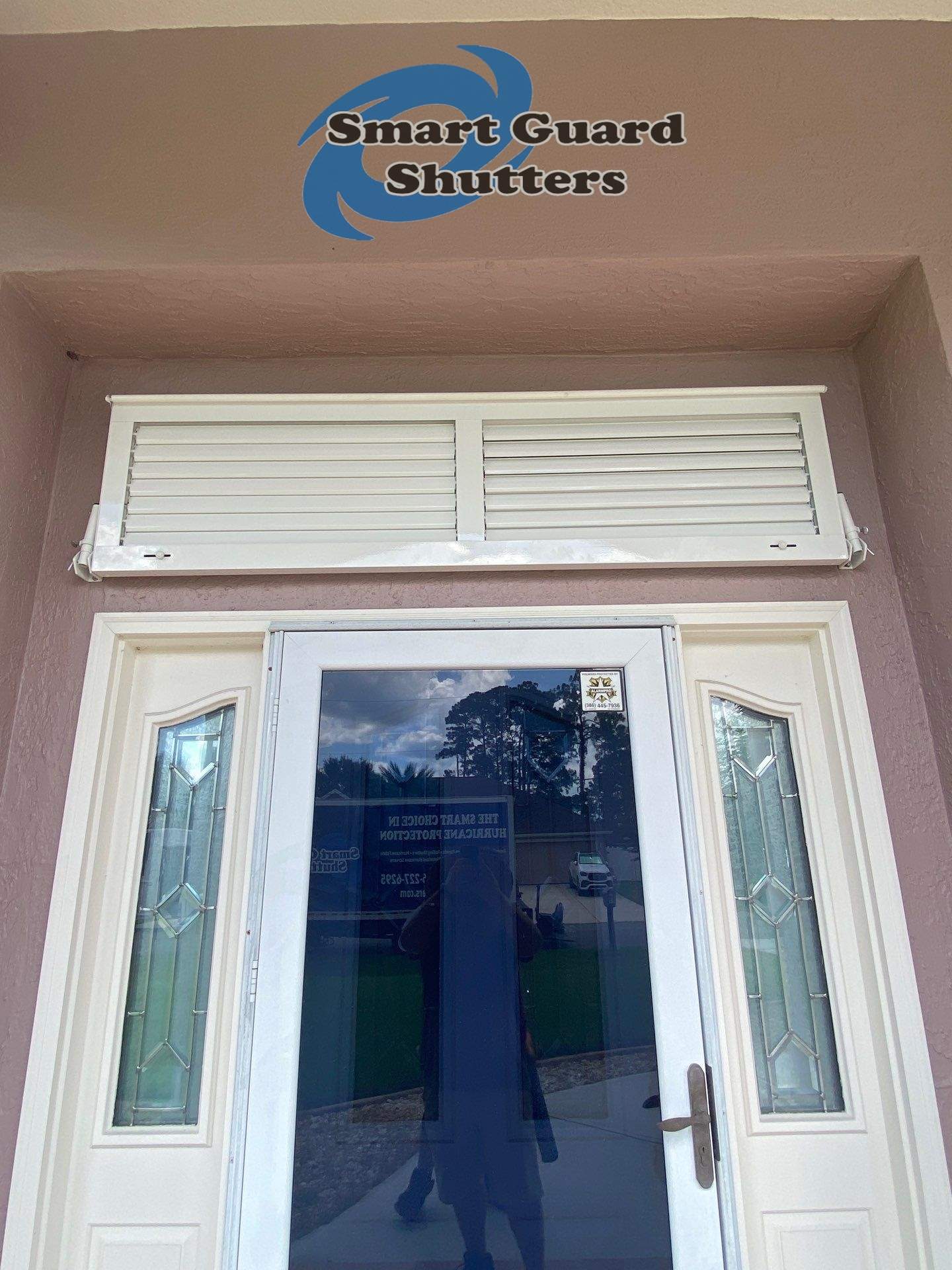 Impact Bahama Shutters in Signal White by Smart Guard Shutters