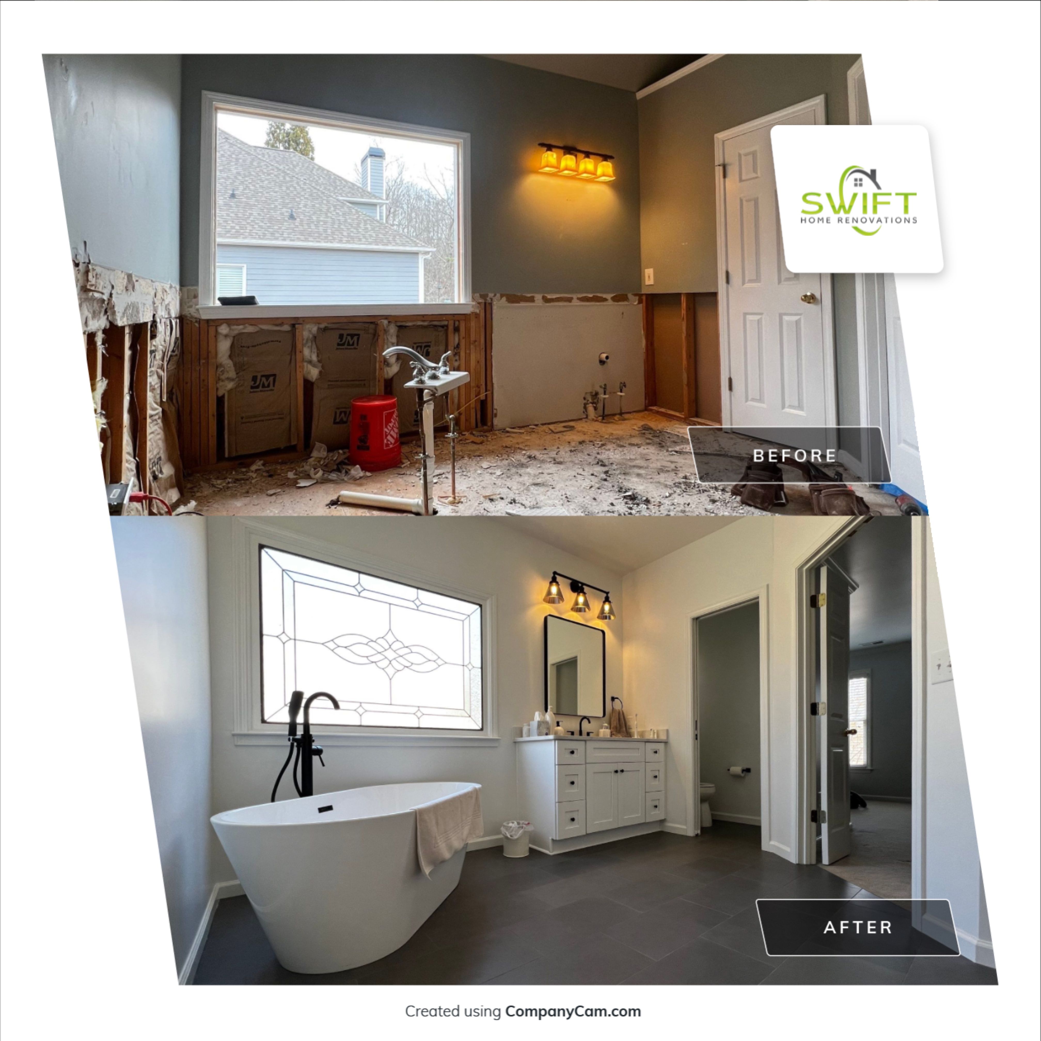 Modern Master Bathroom Remodel and Bedroom Painting in Woodstock by Swift Home Renovations