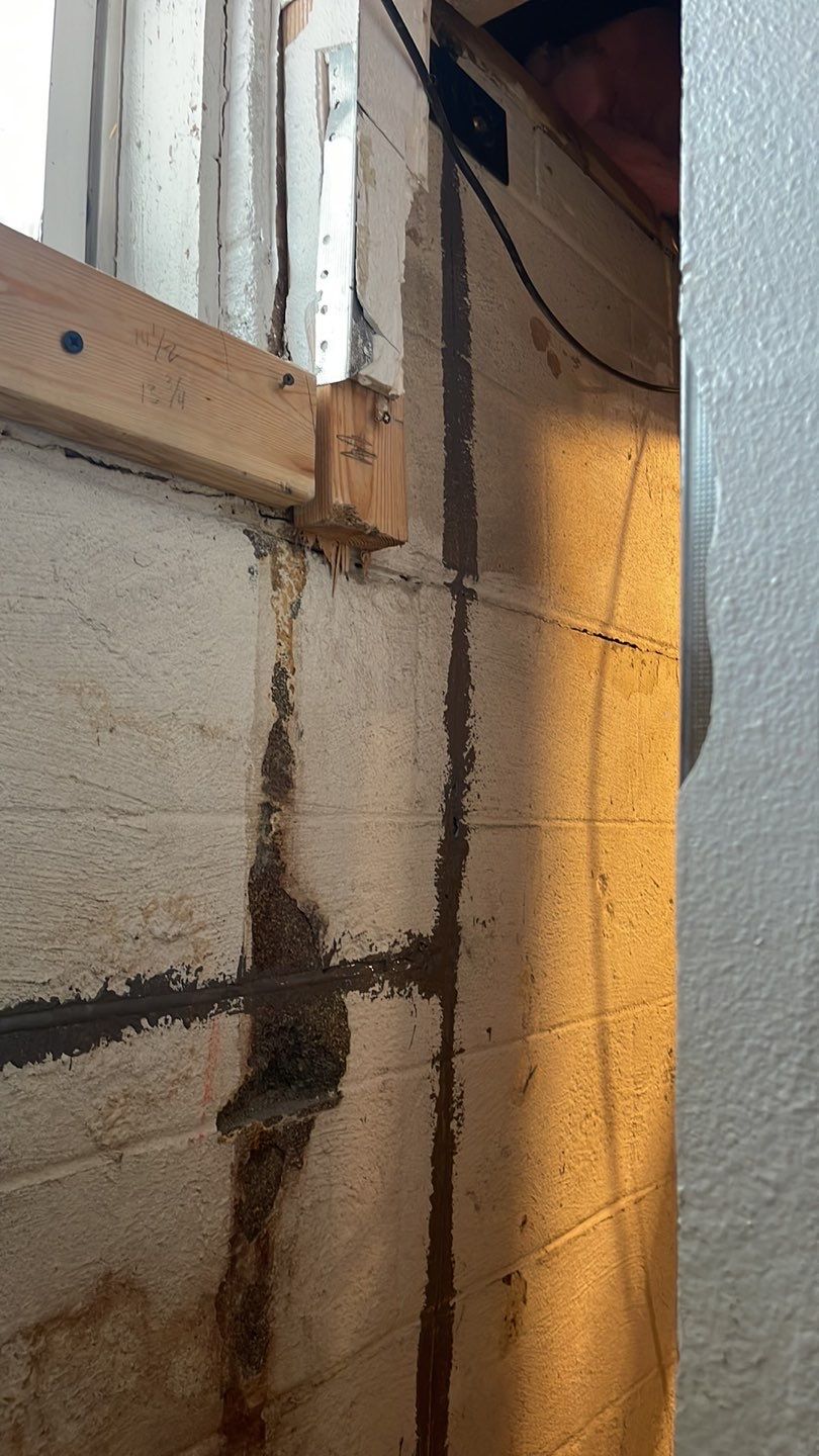 Embedded Fiber Reinforcement and Basement Waterproofing using GrateDrain Waterproofing System by Toledo Basement Repair