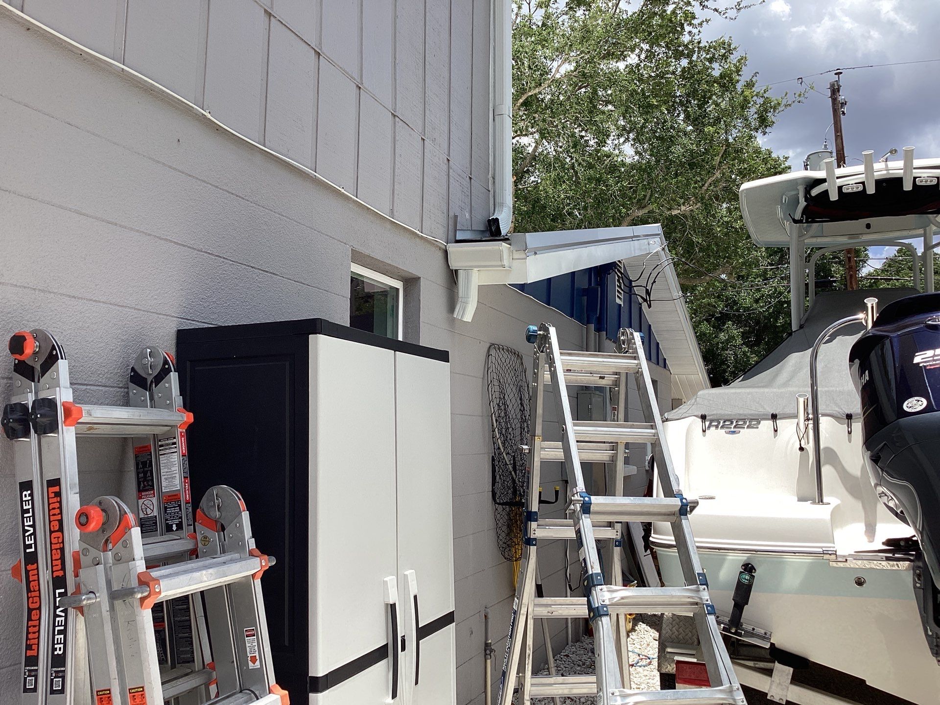 White K Style Seamless Gutters using 3X4 Elbow Downspout in Sarasota FL by Gutter Professors