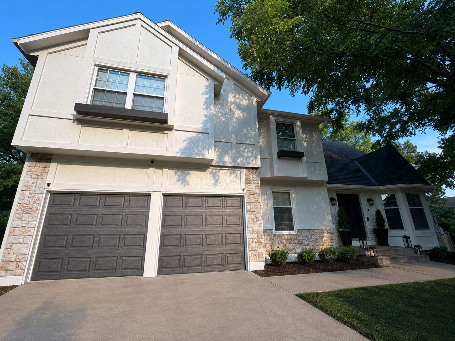 Shoji White Exterior Painting and Comprehensive Wood Rot Repair in Overland Park