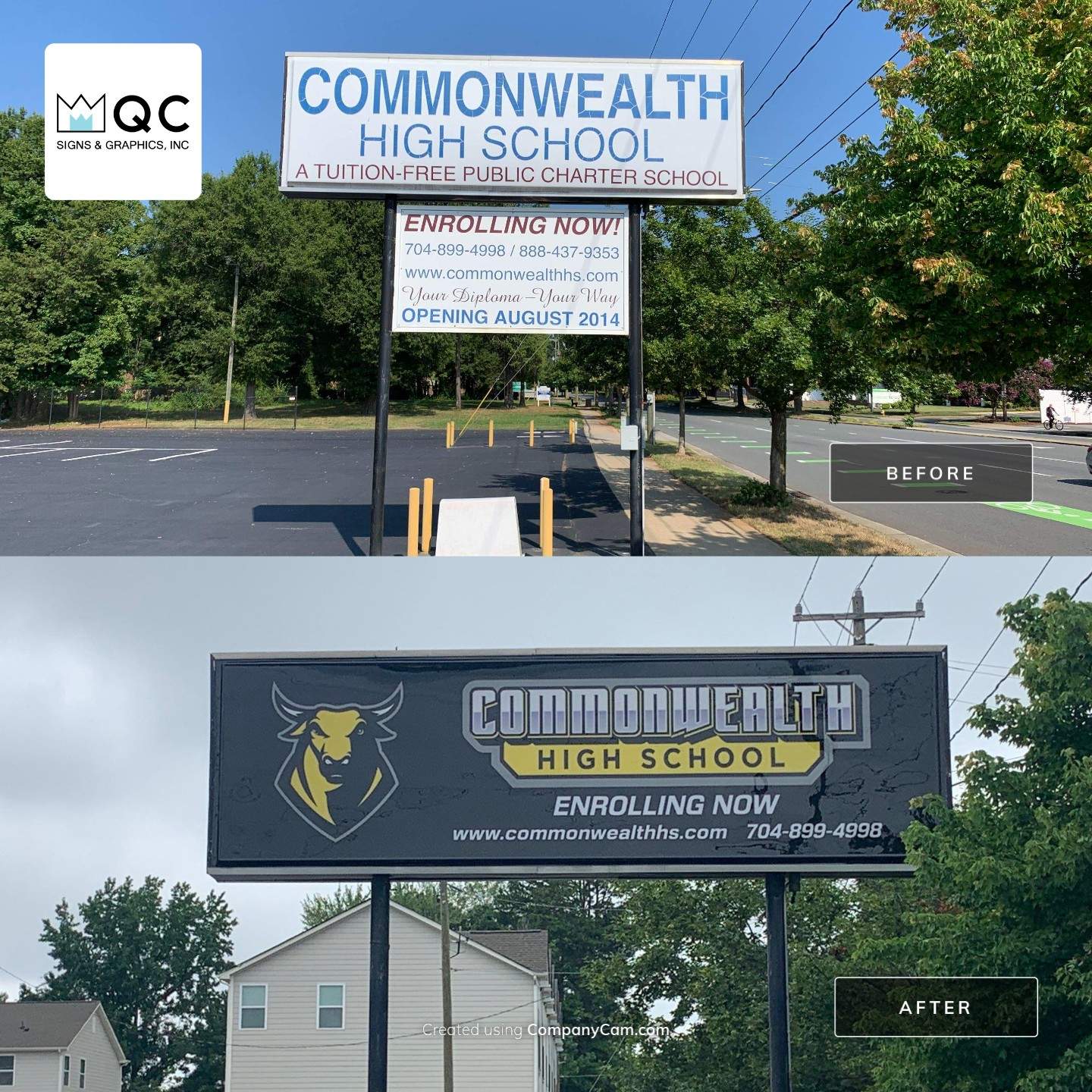 Commonwealth High School - Exterior Sign Installation by QC Signs and Graphics