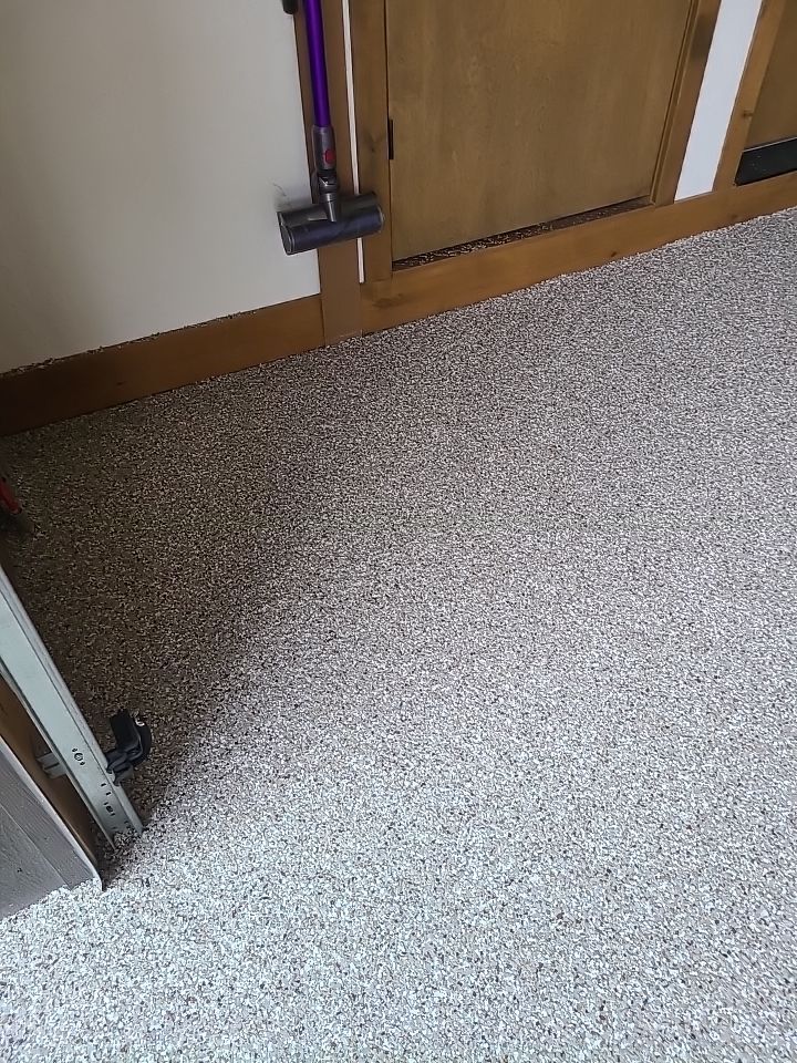 Garage Transformation using Pebble Beach by Croc Coatings, LLC
