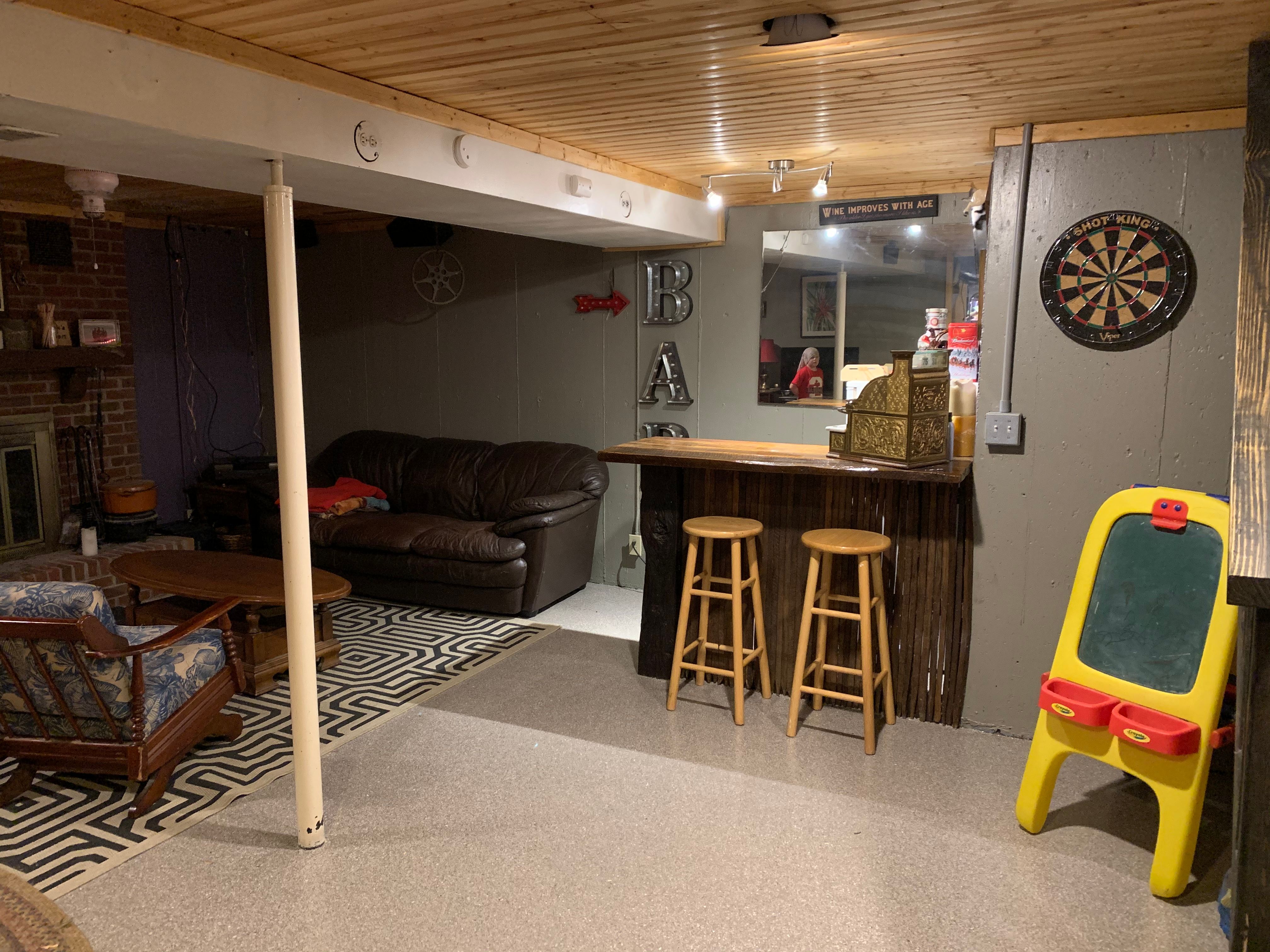 Basement Floor using Fieldstone by Your1DayFloor.com