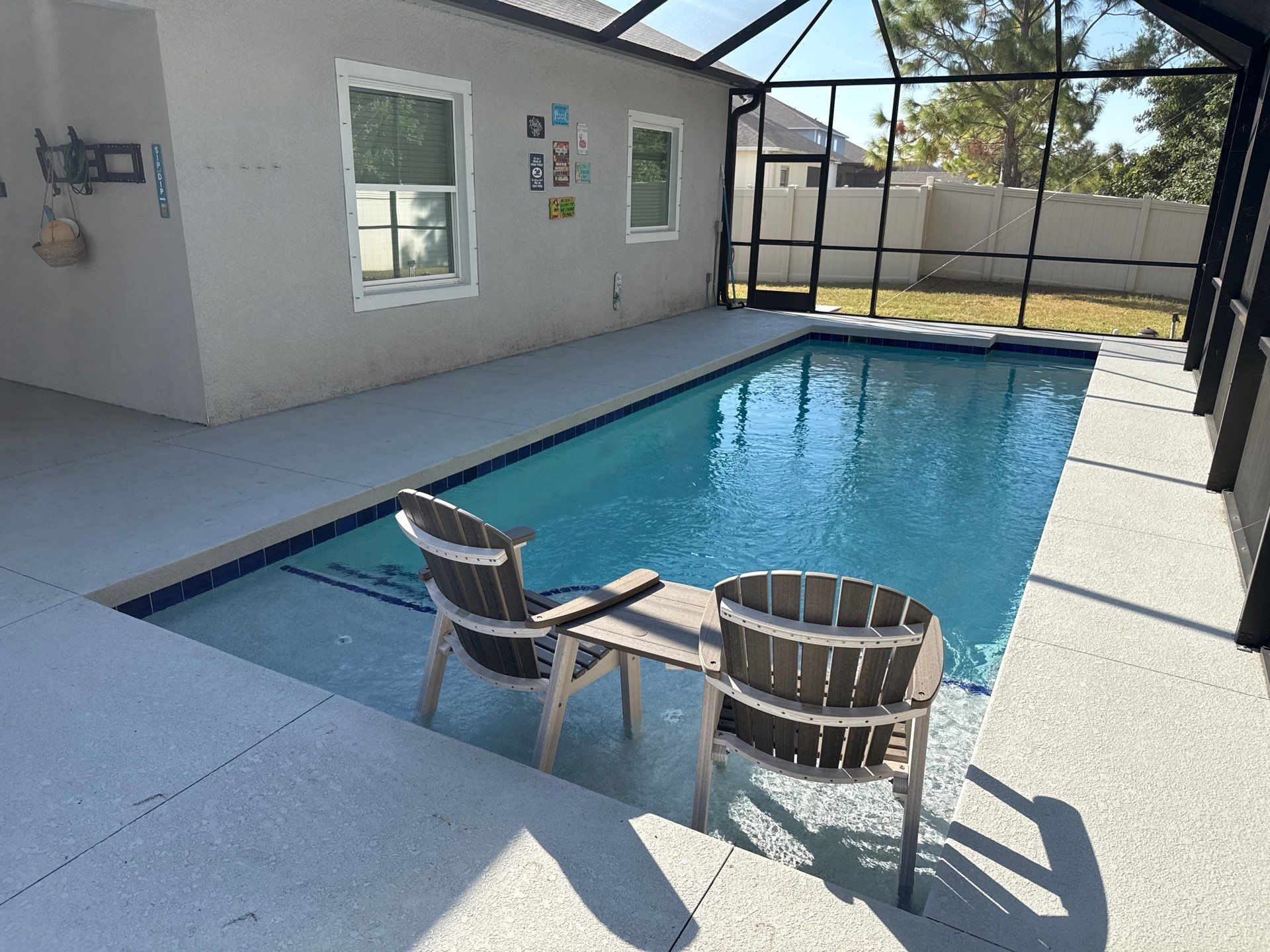 Painted Pool Deck & Screen Enclosure Cleaning | Heron Creek, Palmetto FL by Sunshine AquaWash