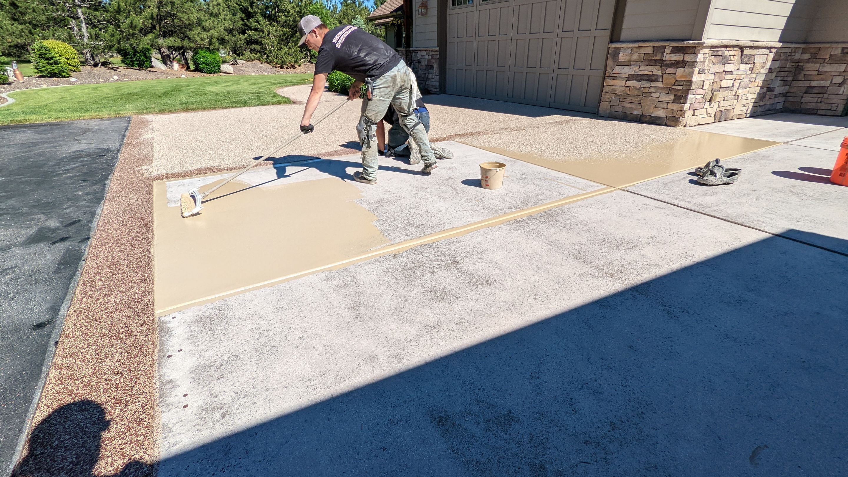 Driveway using Pecan and Chestnut Trim by Croc Coatings, LLC