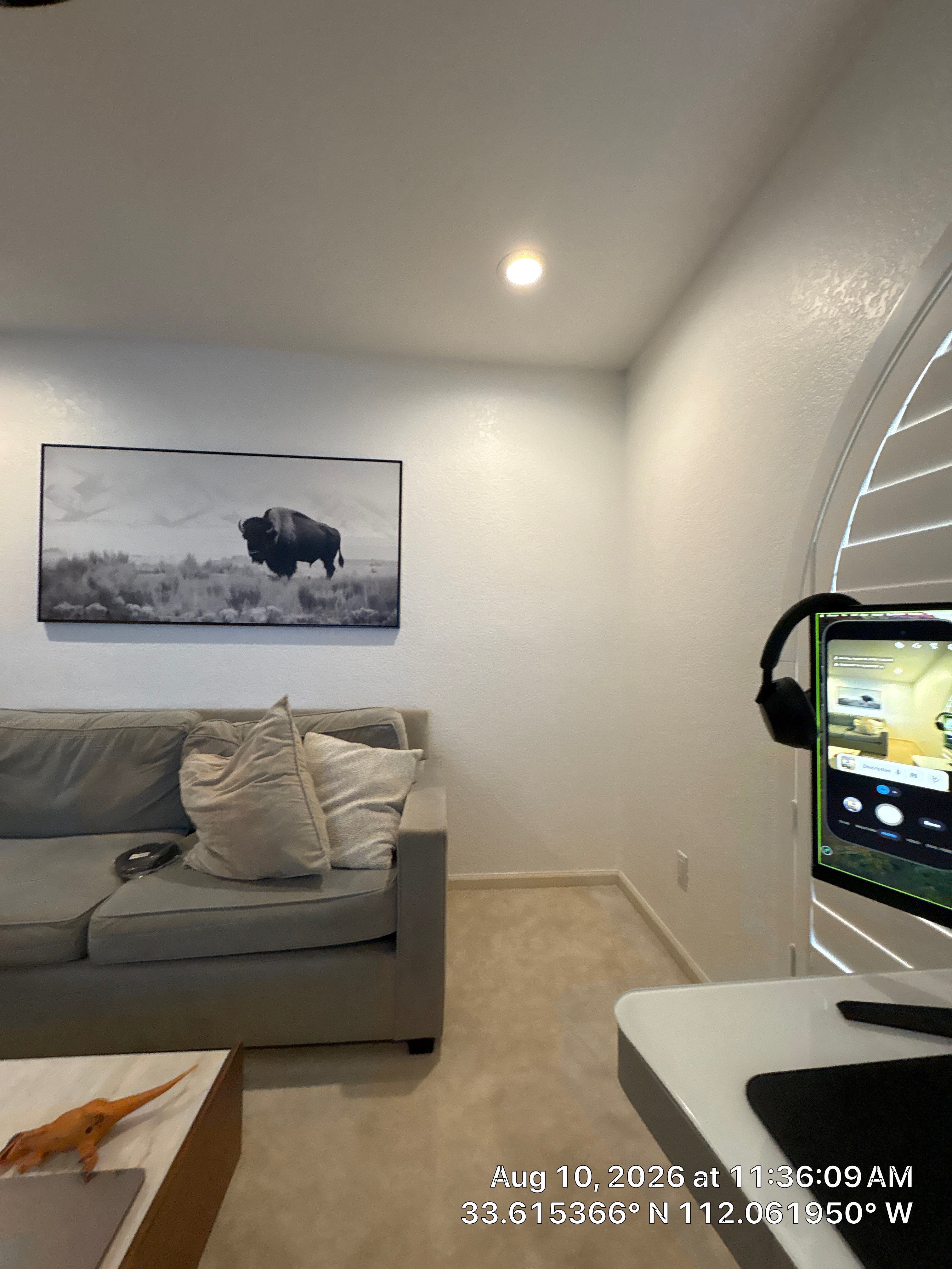 Home Office Setup with Arched Plantation Shutters in Phoenix by CompanyCam Sales Demo