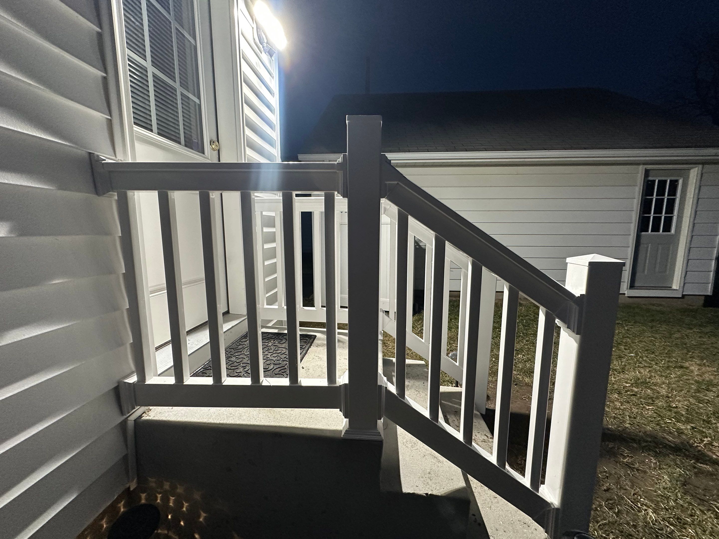 Shower Door and Outdoor Railing Installation in Harrington by Gc Makeovers 