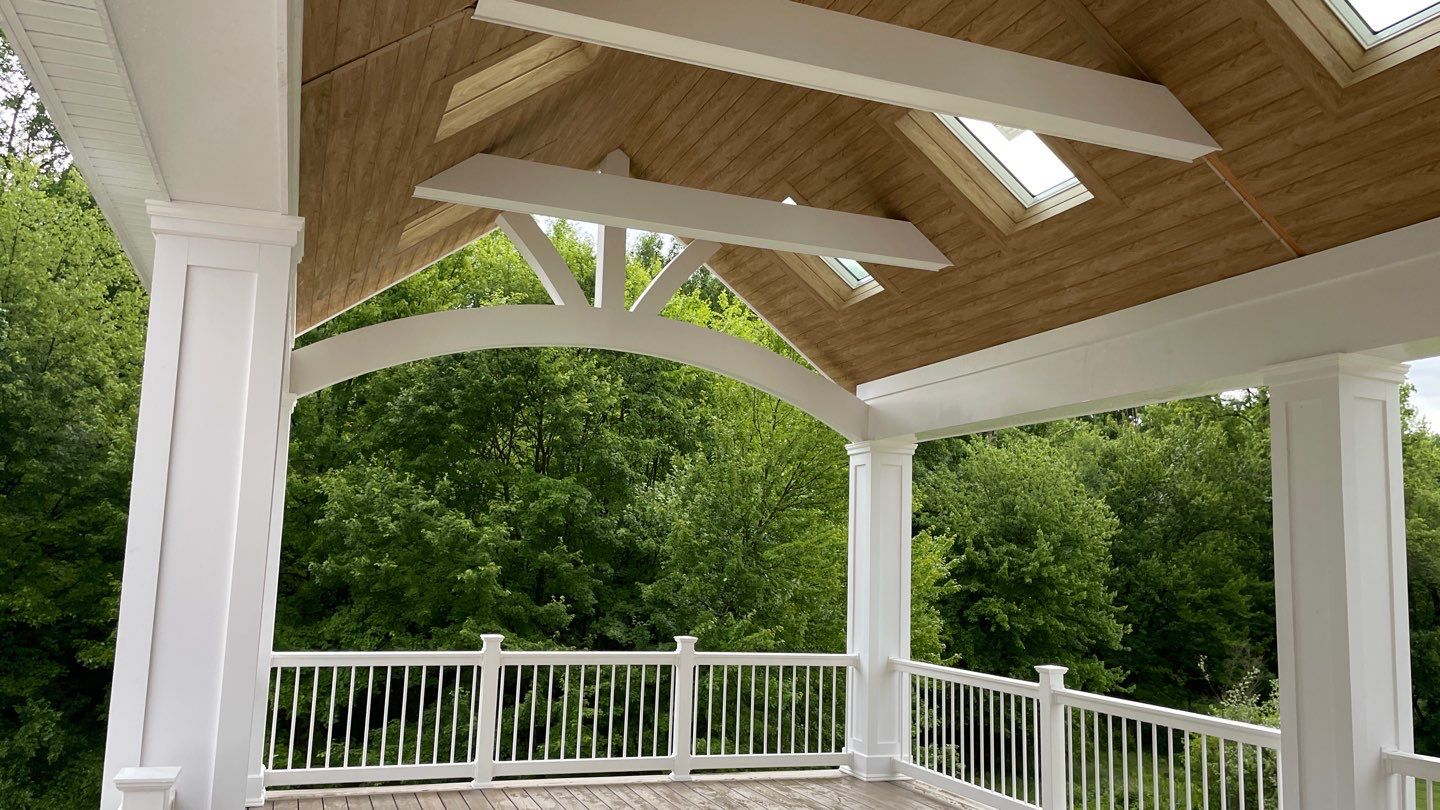 New Deck with A-Frame Style Roof by deck guardian