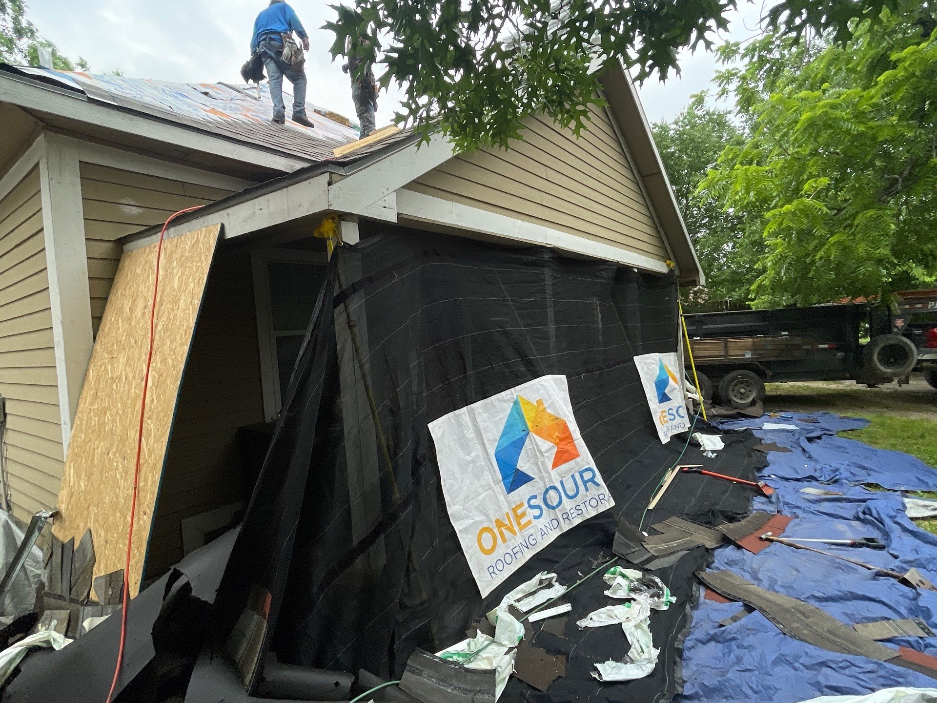 Residential Roofing Installation using Malarkey Highlander Weathered Wood Plus by OneSource Roofing and Restoration