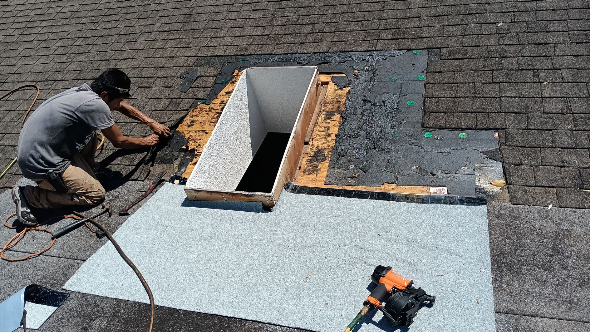 REPLACE NON APPROVED SKYLIGHT ALONG WITH CLOGED GUTTER by Morton Roofing, Inc.