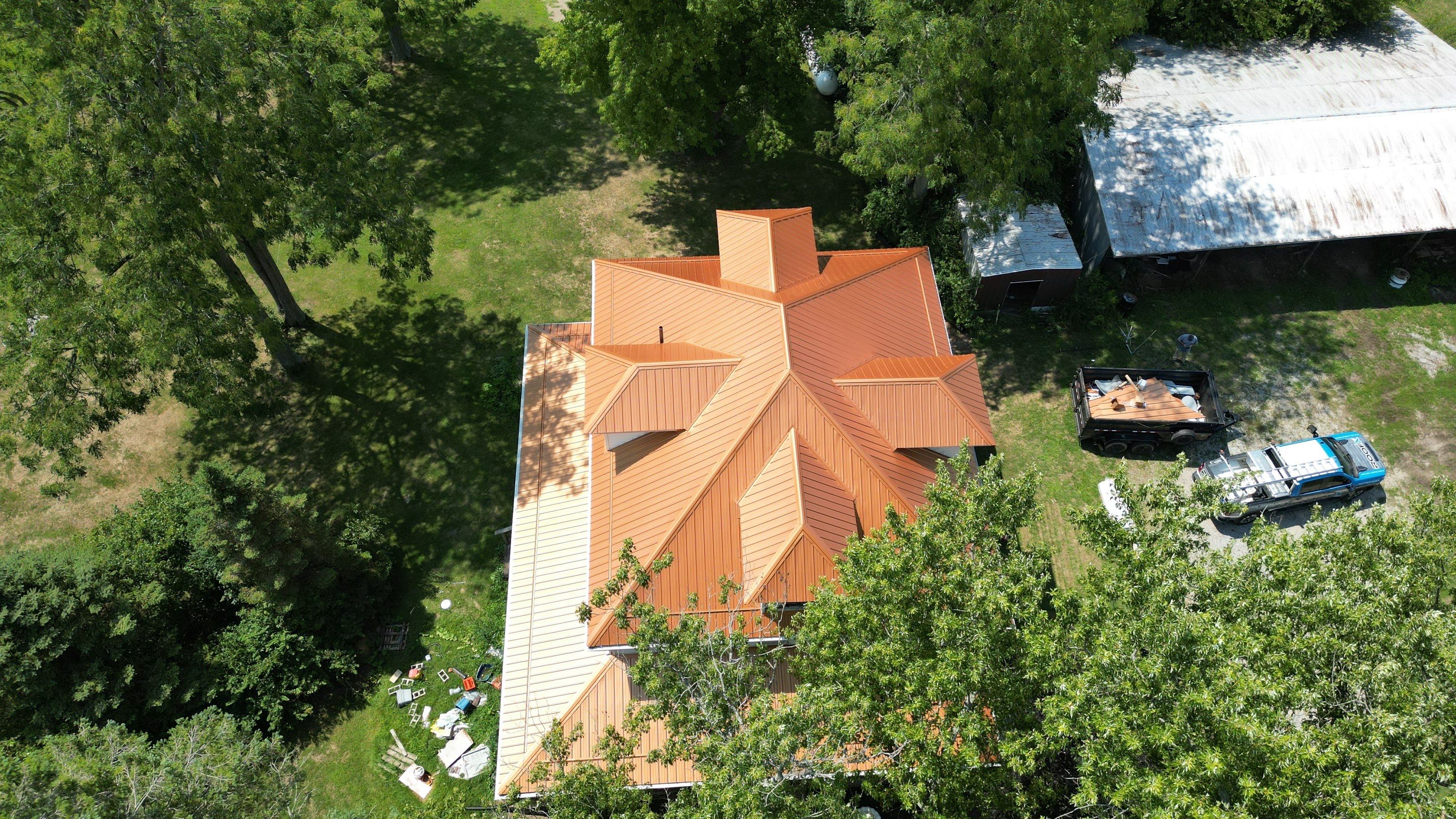 Residential Roofing Installation using Performance Panel Metal - Copper Metallic by RoofX 